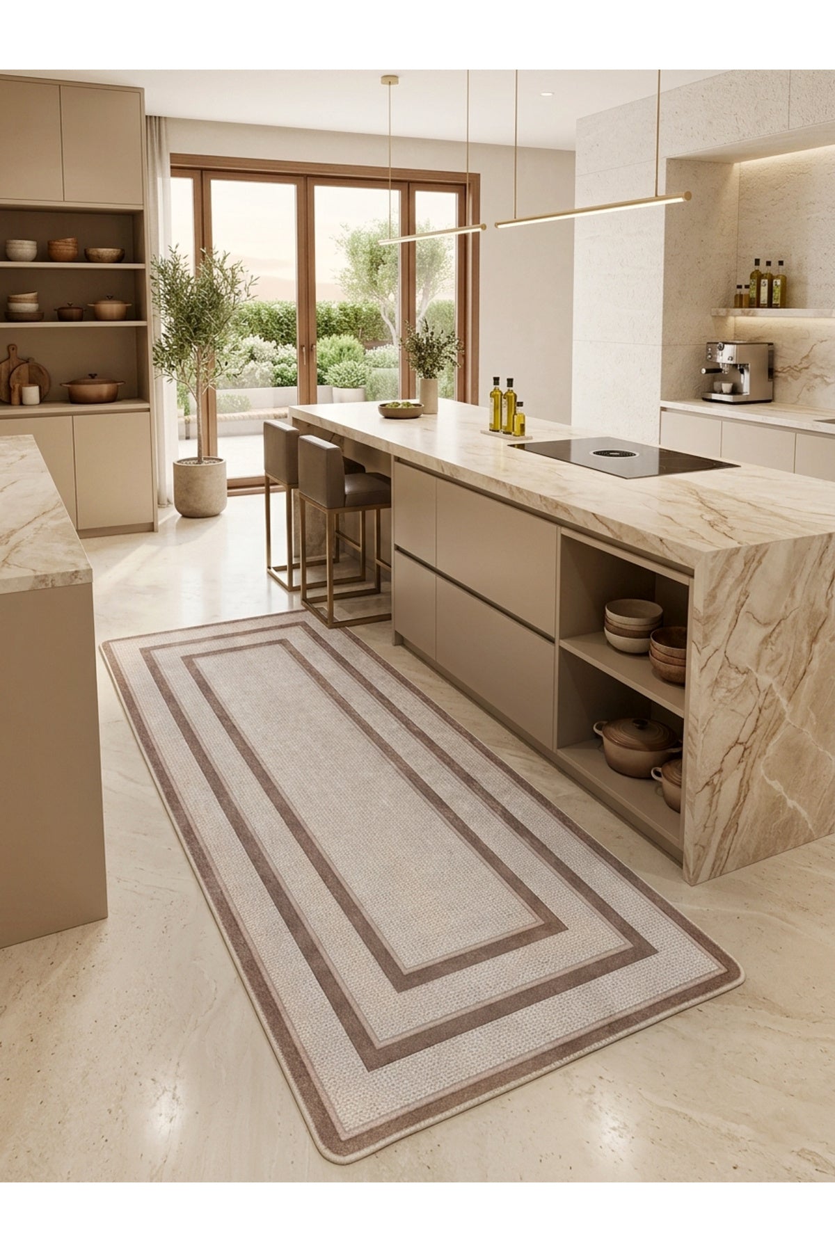 Hasır Jüt Sisal Görünümlü Bordürlü Modern Salon Yolluk Antre Halı