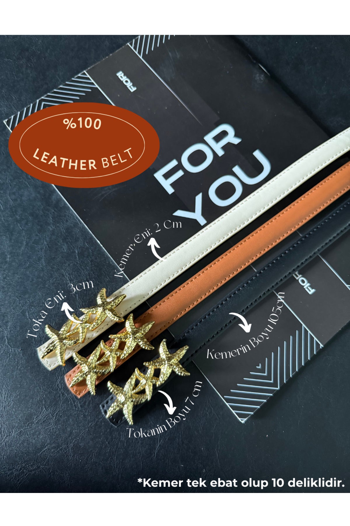 3'lü Hakiki Deri Bombeli Yıldız Tokalı Kadın Kemeri, Ceket Kemeri, Gömlek Kemeri, Elbise Kemeri