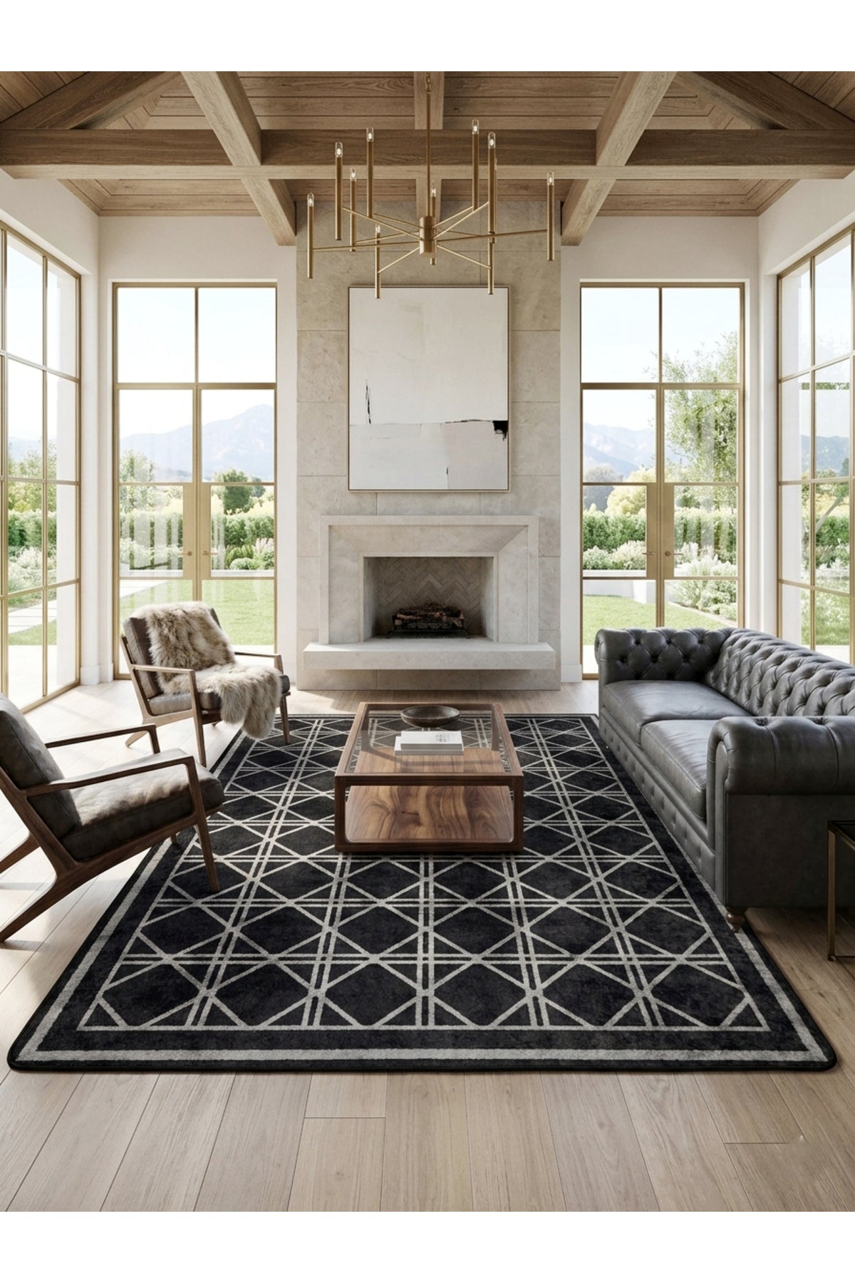 Geometrik Desen Lateks Taban Salon ve Yolluk Antre Halı