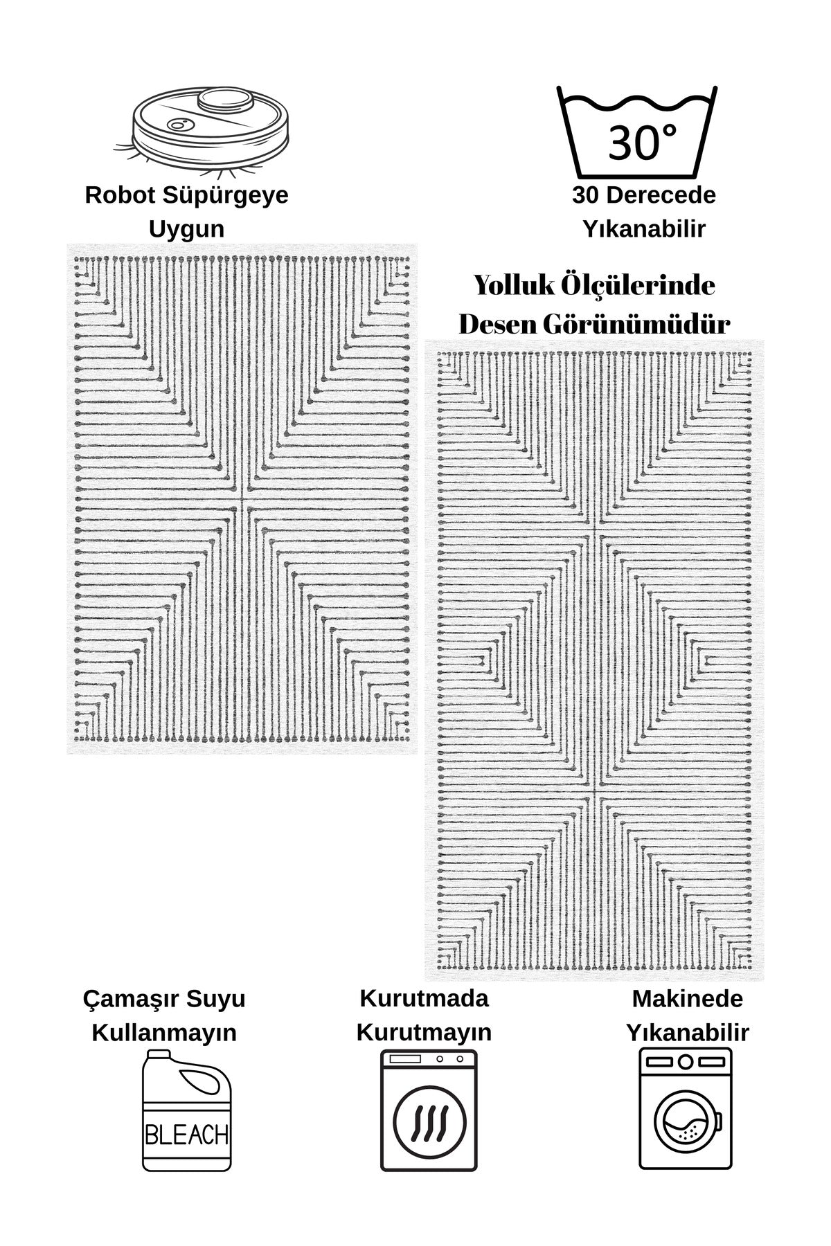 Kiremit Renk Şönil Görünümlü Tasarım Yolluk Halı Mutfak Halısı