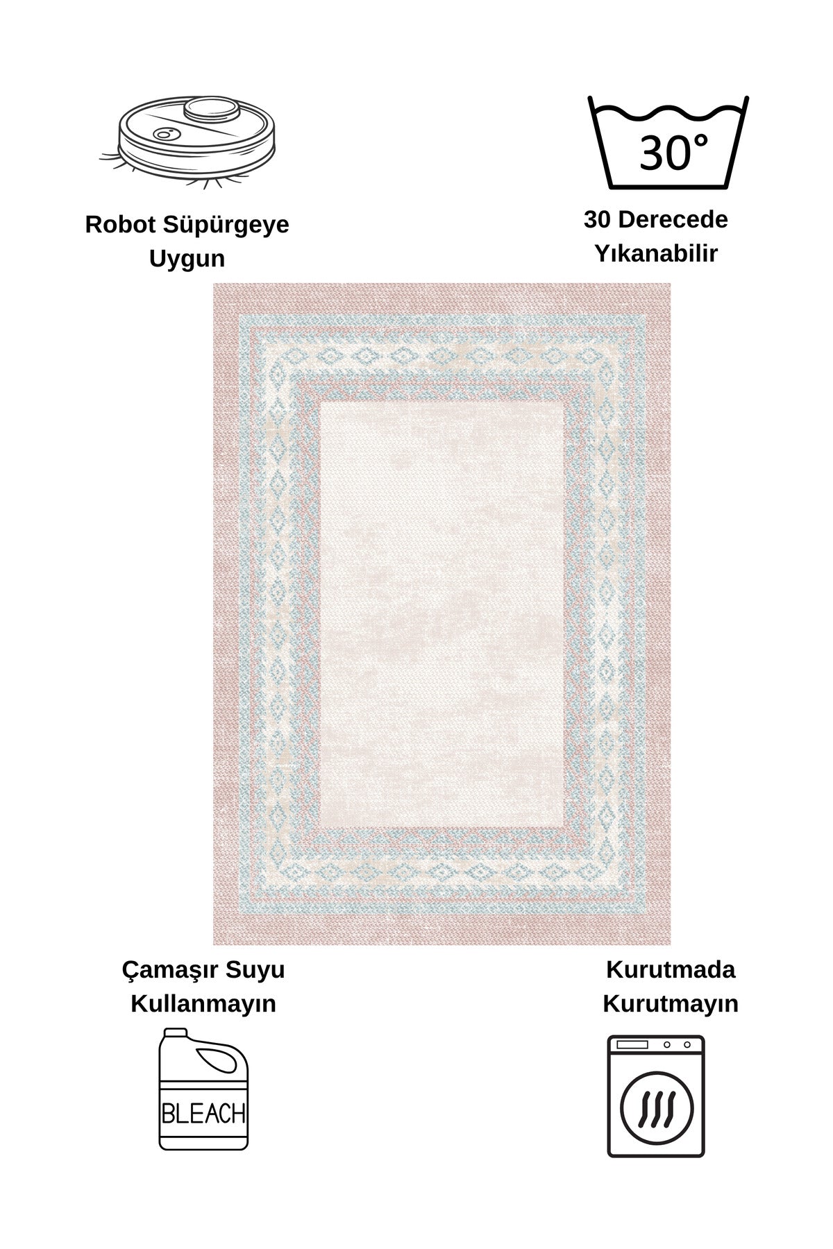 Modern Bohem Lateks Taban Çocuk Ve Bebek Odası Halısı