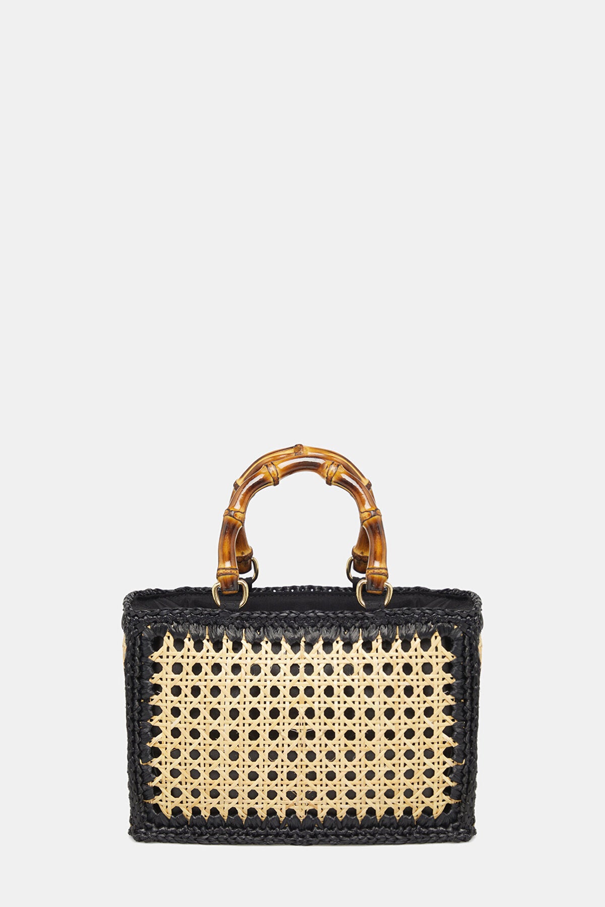 El Yapımı Rattan Örgü Çanta – Bambu Kulplu Doğal Yazlık Model 26x33 Cm CNT1046