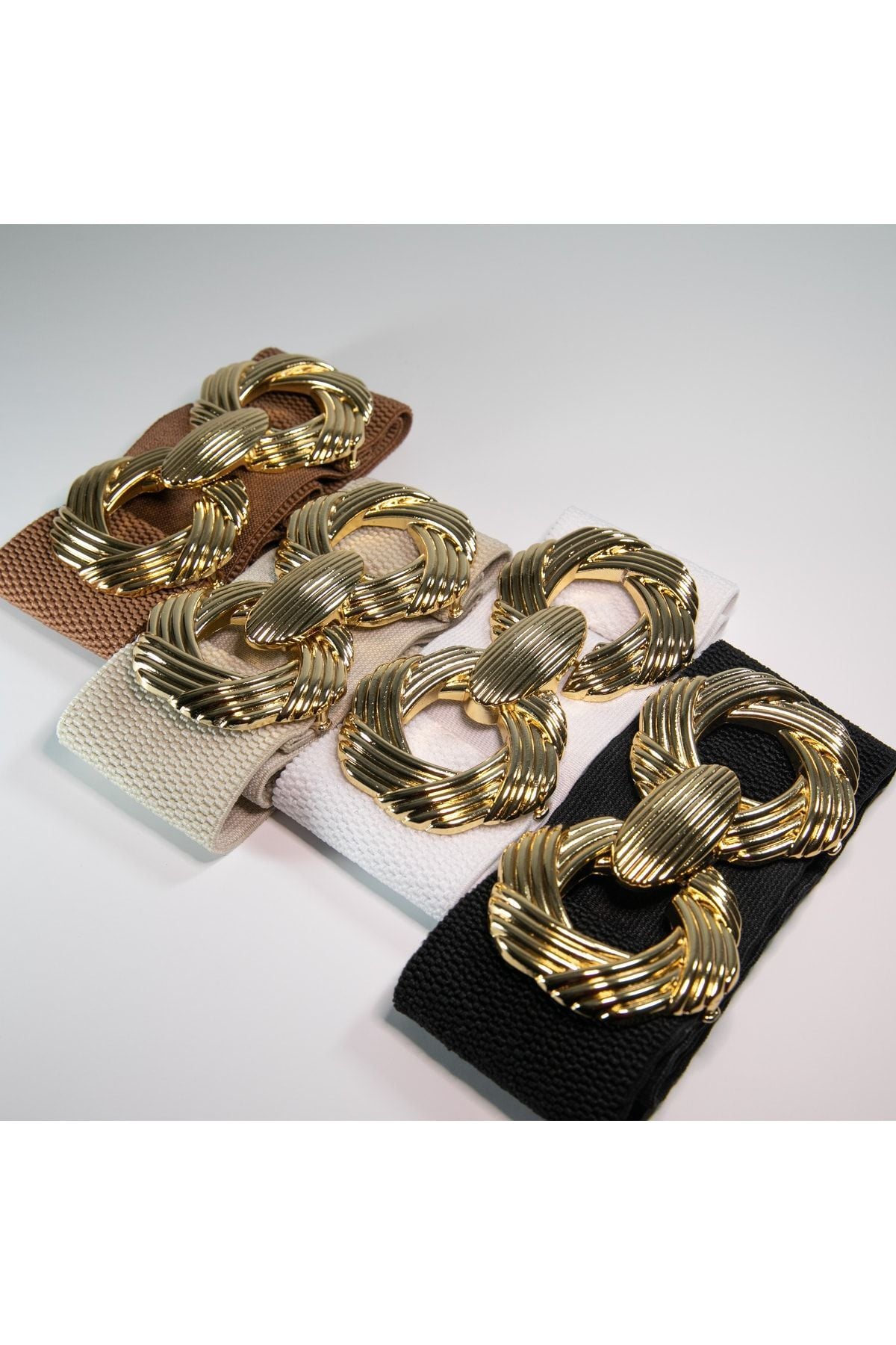 Gold Tokalı Geçmeli Elastik Kadın Kemeri, Ceket Kemeri, Gömlek Kemeri, Elbise Kemeri