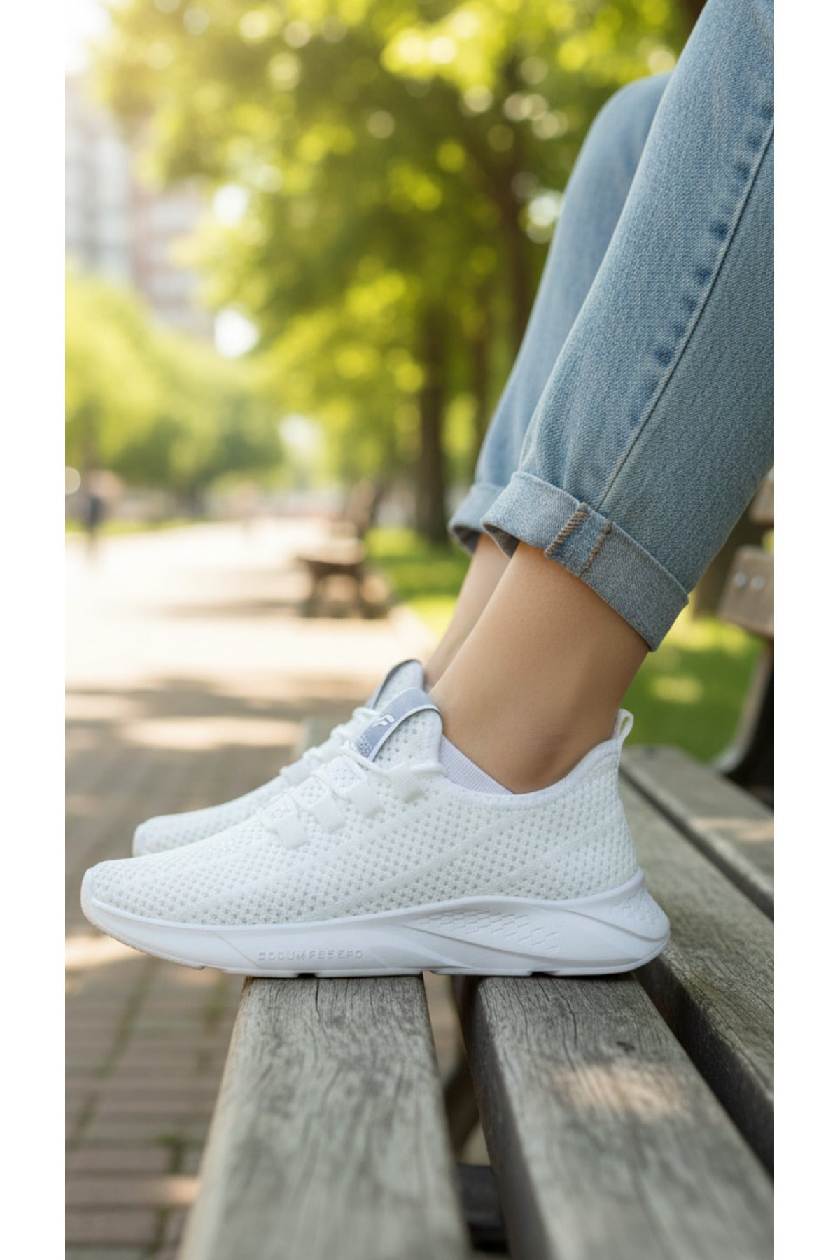 Unisex Beyaz Triko Fileli Spor Ayakkabı - Hafif Tabanlı, Günlük Yürüyüş ve Koşu Ayakkabısı