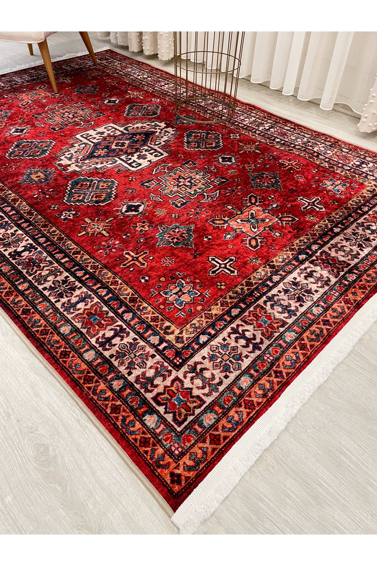 Kilim Motifli Klasik Kaymaz Taban Daire Halı