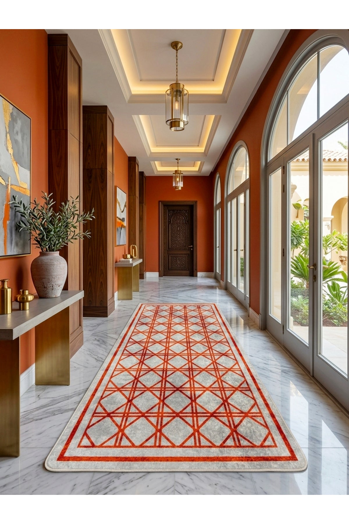 Geometrik Desen Lateks Taban Salon ve Yolluk Antre Halı