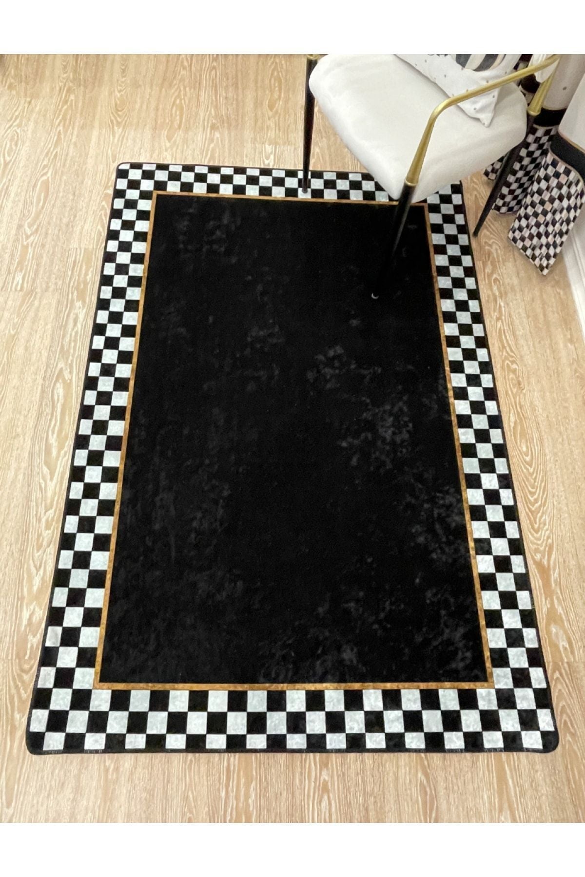 Damalı Desen Deri Taban Dekoratif Halı