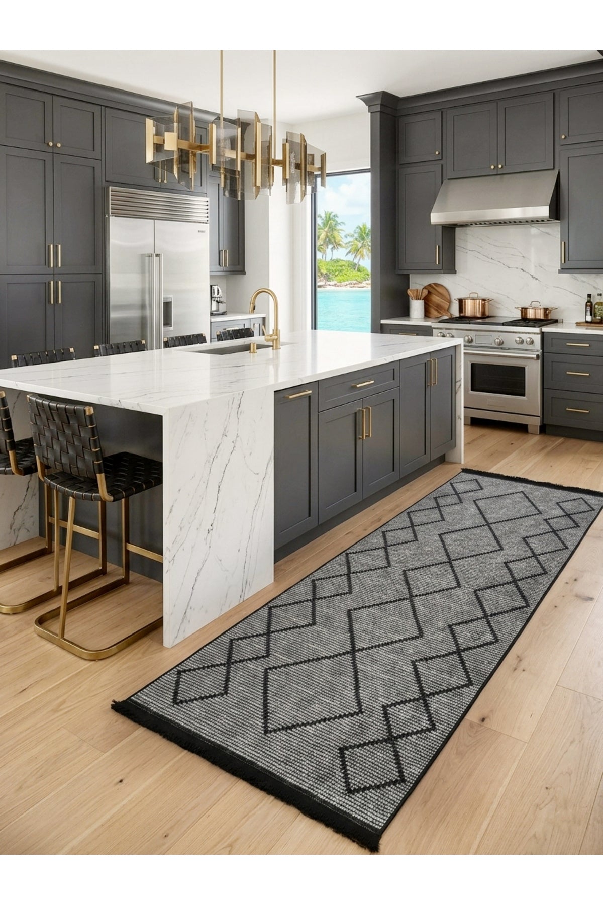 Geometrik Desen Lateks Taban Salon ve Yolluk Antre Halı