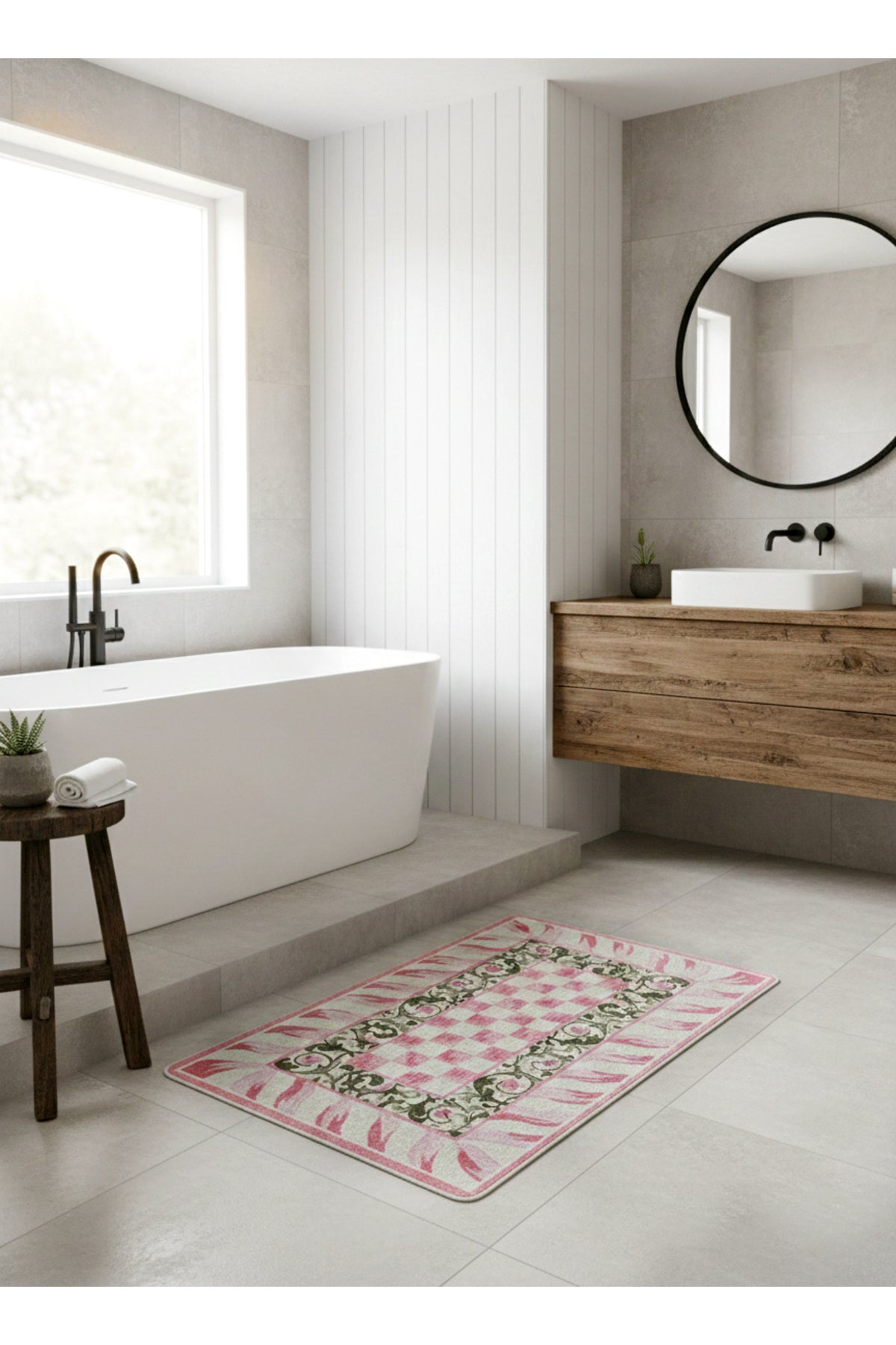 Çiçek Desen Pembe Renk - Banyo Papası (80 x 120)