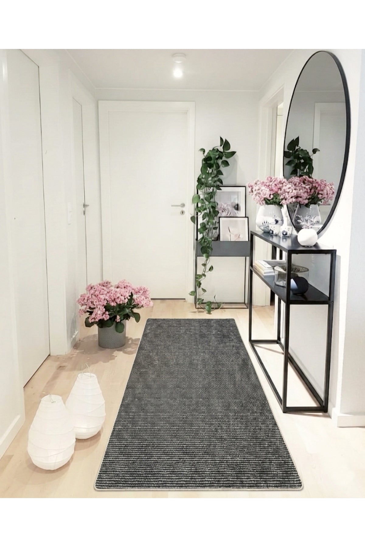 Modern Siyah Renk Lateks Taban Salon ve Yolluk Antre Halı