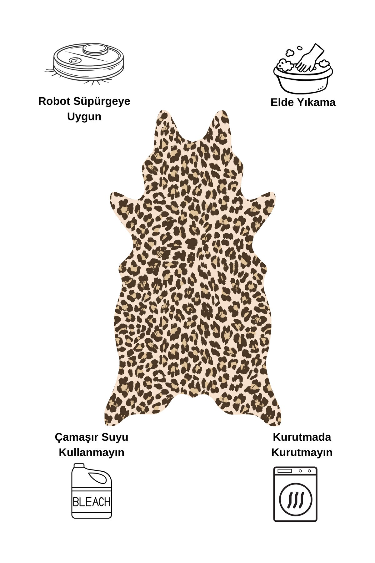 Leopar Desen Post KesimTüysüz Lateks Taban Halı