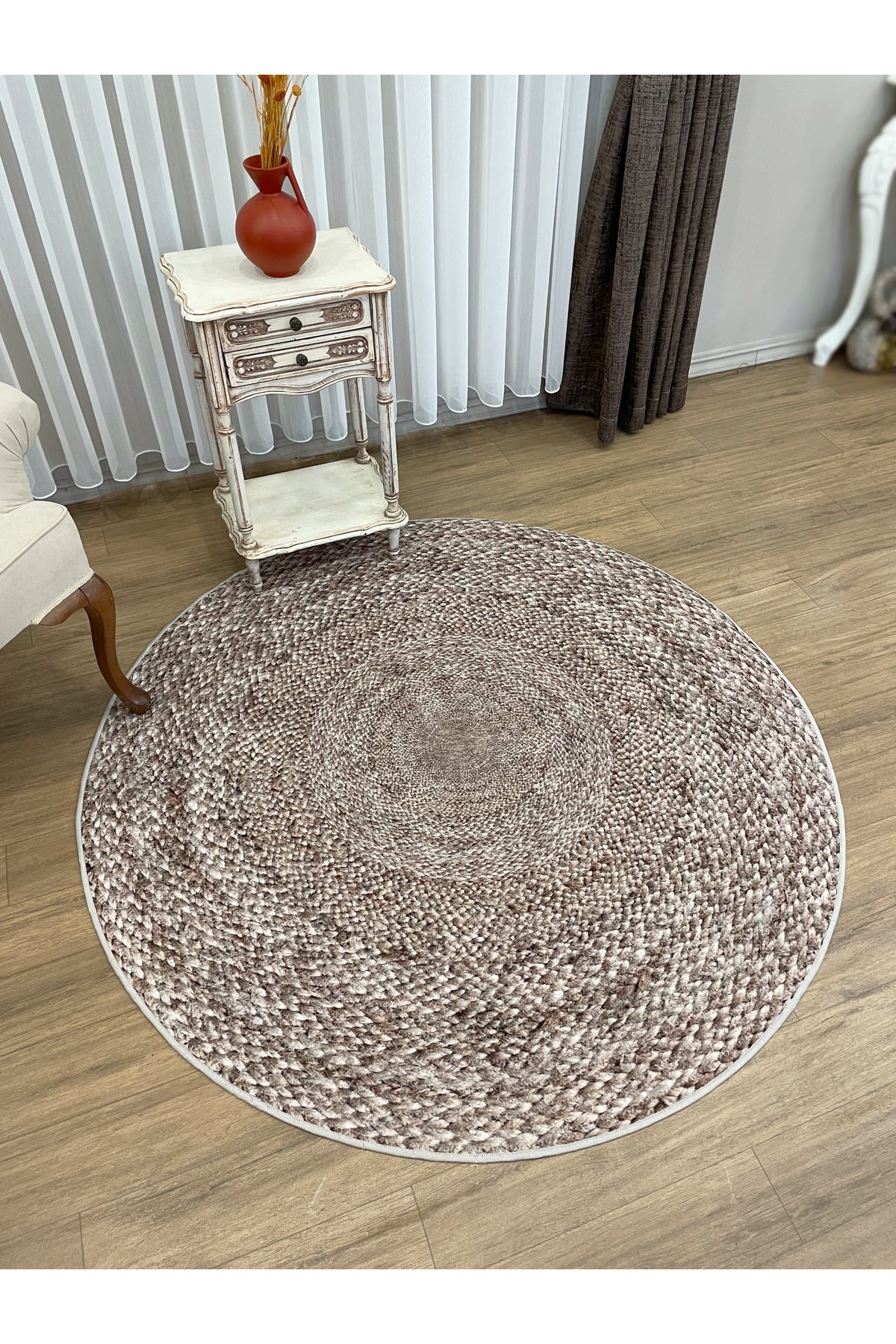 Hasır Jüt Görünümlü 3d Renkli Lateks Deri Taban Halı