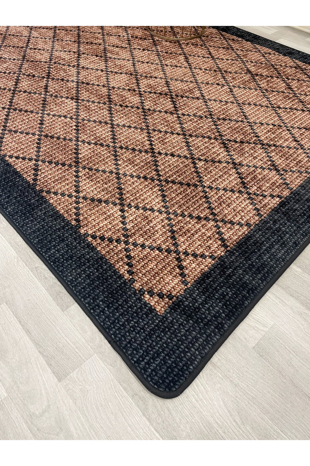 YEŞİL-KAHVERENGİ Jüt Sisal Görünüm Bordürlü Kaymaz Taban Yolluk Halı