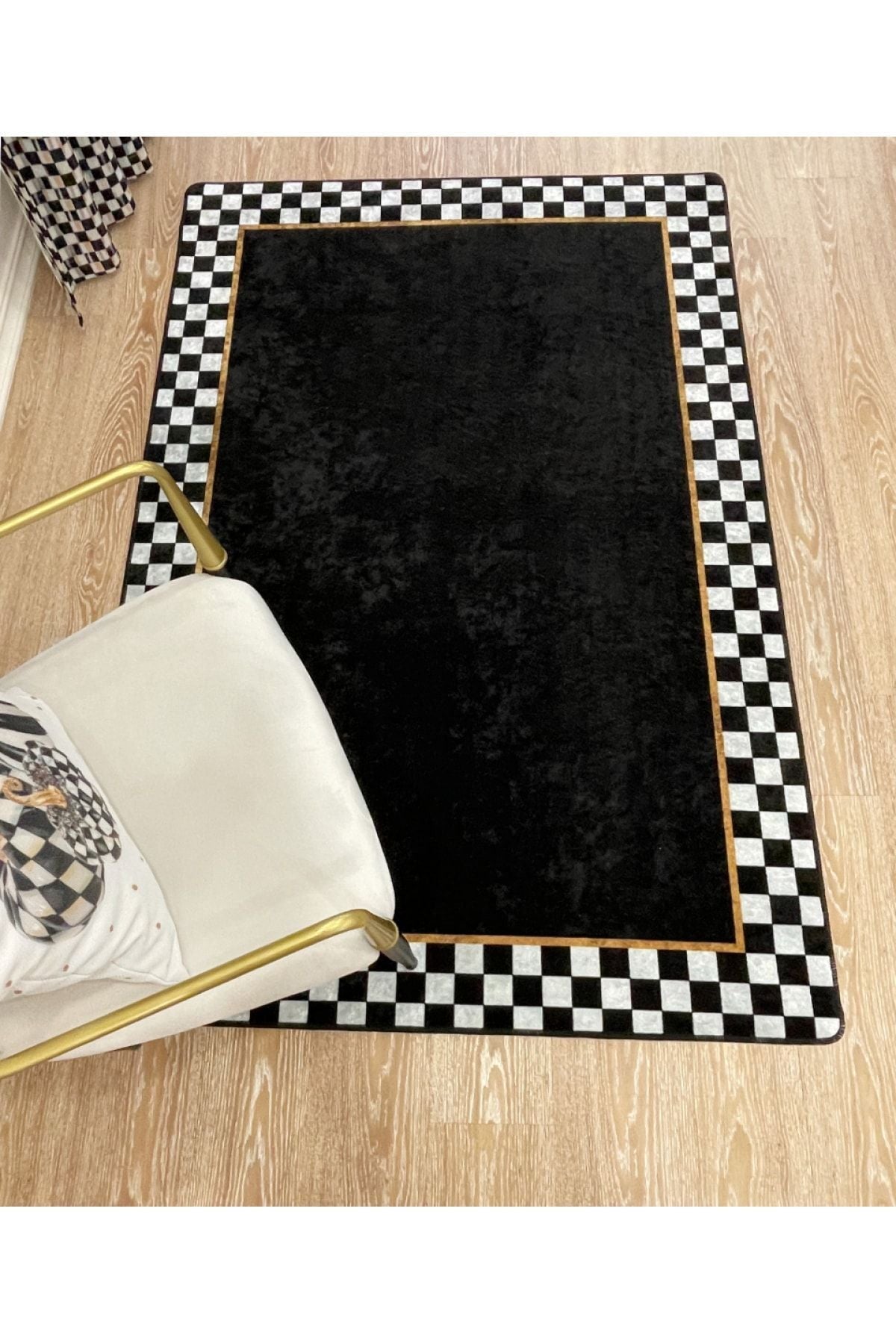 Damalı Desen Deri Taban Dekoratif Halı