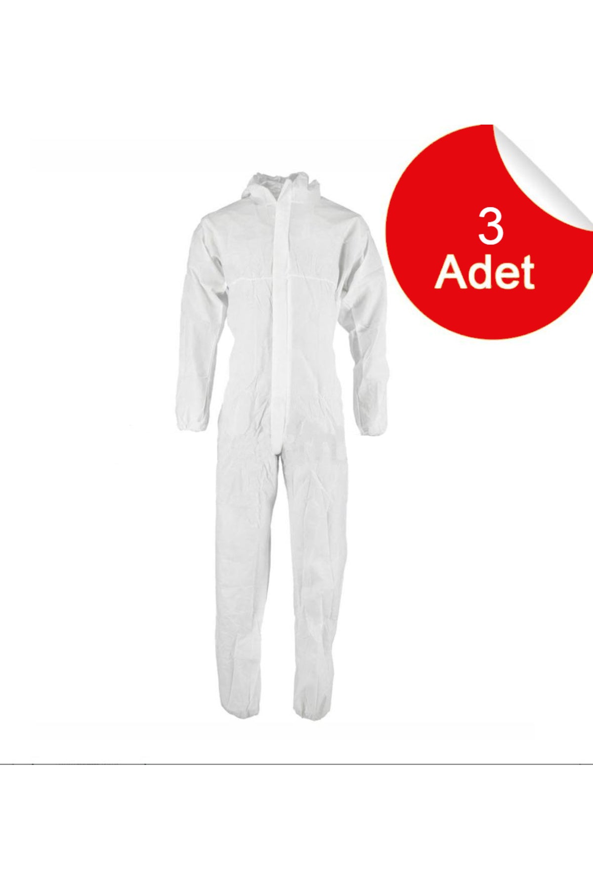 3 ADET - L BEDEN Tek Kullanımlık Koruyucu Lamineli Tulum