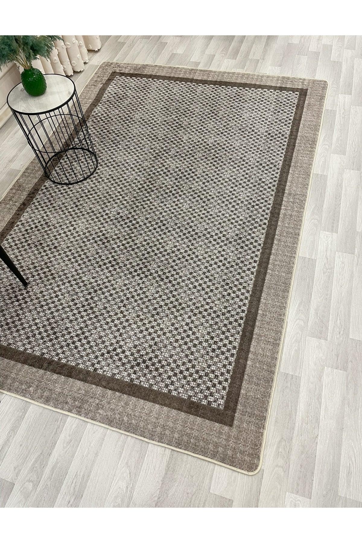 GRİ Jüt Sisal Görünüm Bordürlü Kaymaz Taban Yolluk Mutfak Halı