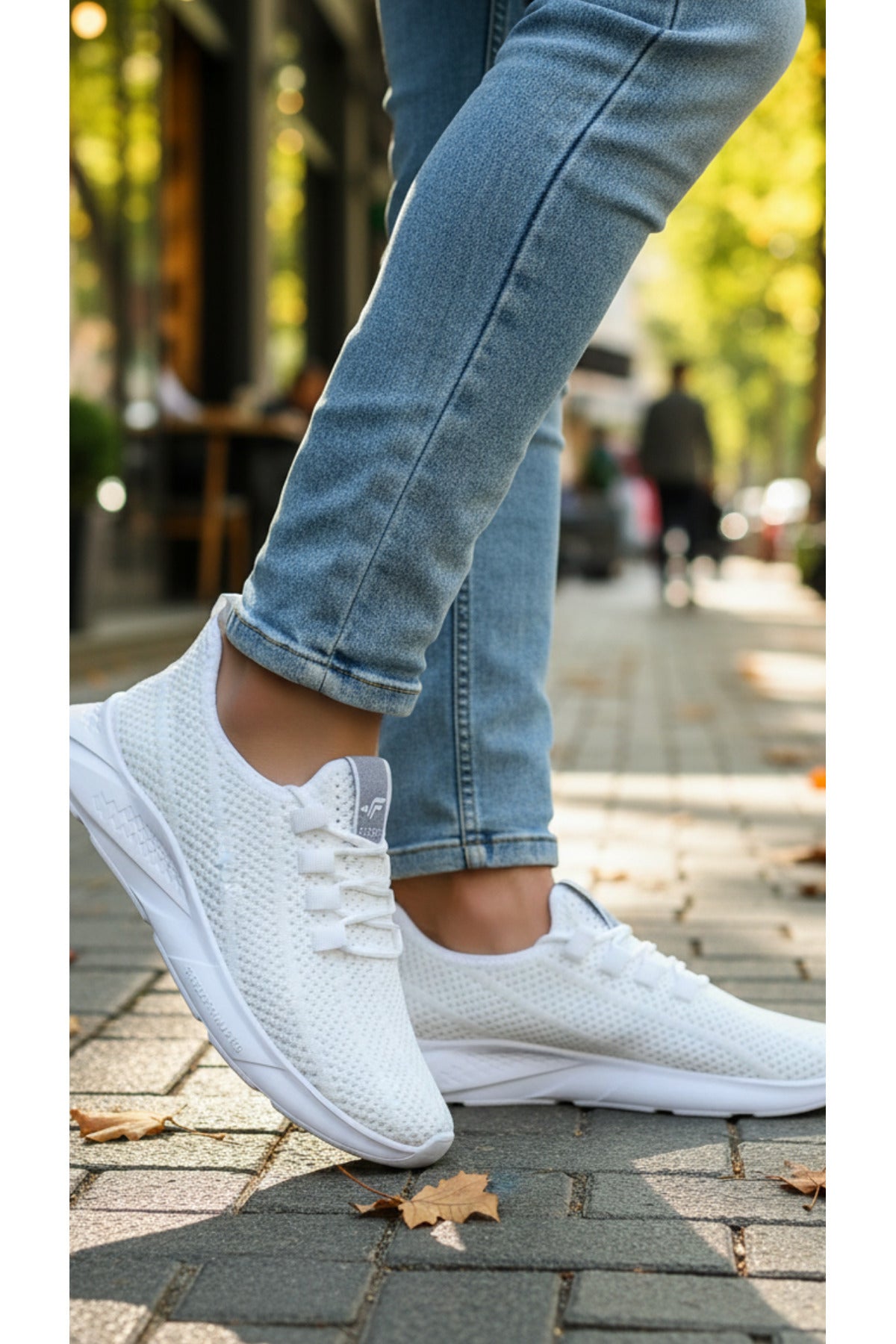 Unisex Beyaz Triko Fileli Spor Ayakkabı - Hafif Tabanlı, Günlük Yürüyüş ve Koşu Ayakkabısı