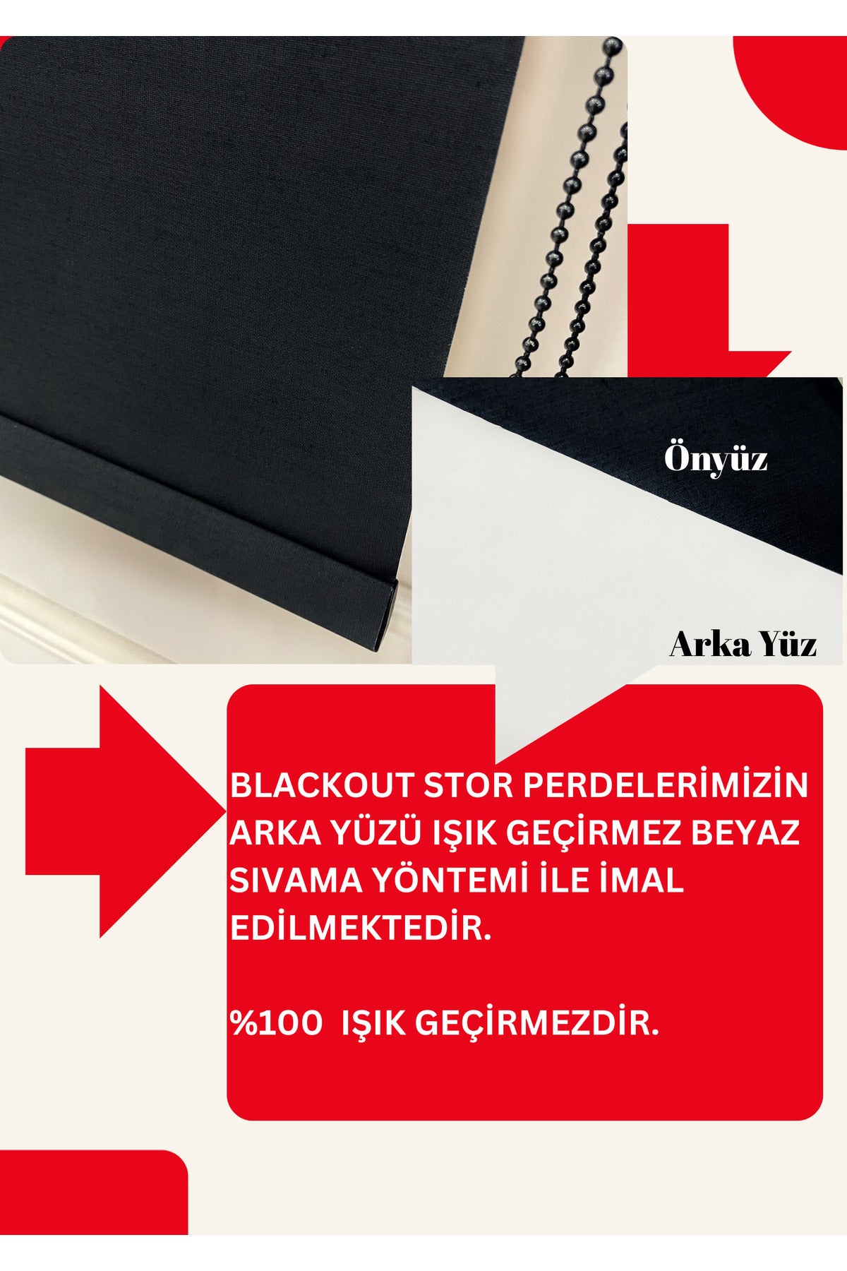 Krem Blackout Karartma Stor Perde Yüksek Kalite % 100 Işık Geçirmez