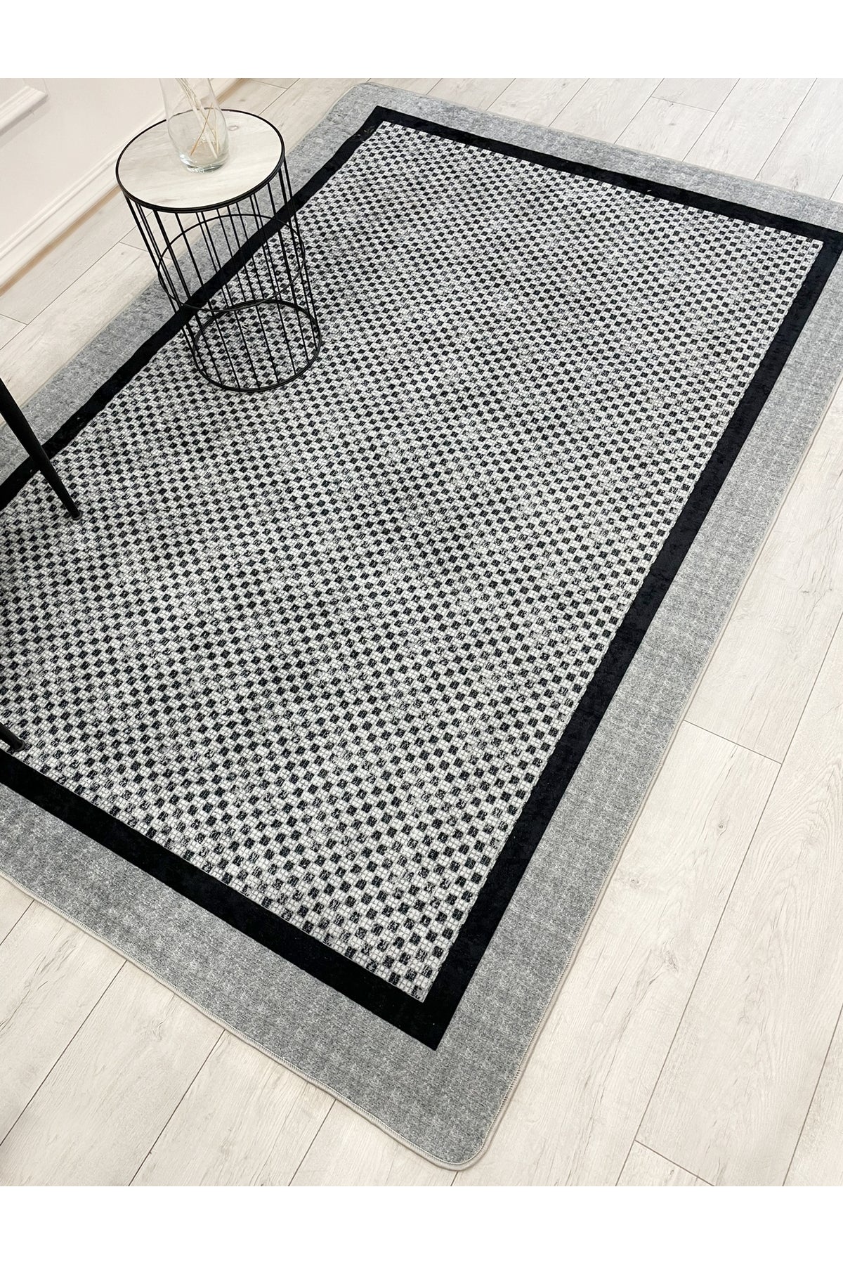 GRİ Jüt Sisal Görünüm Bordürlü Kaymaz Taban Yolluk Mutfak Halı
