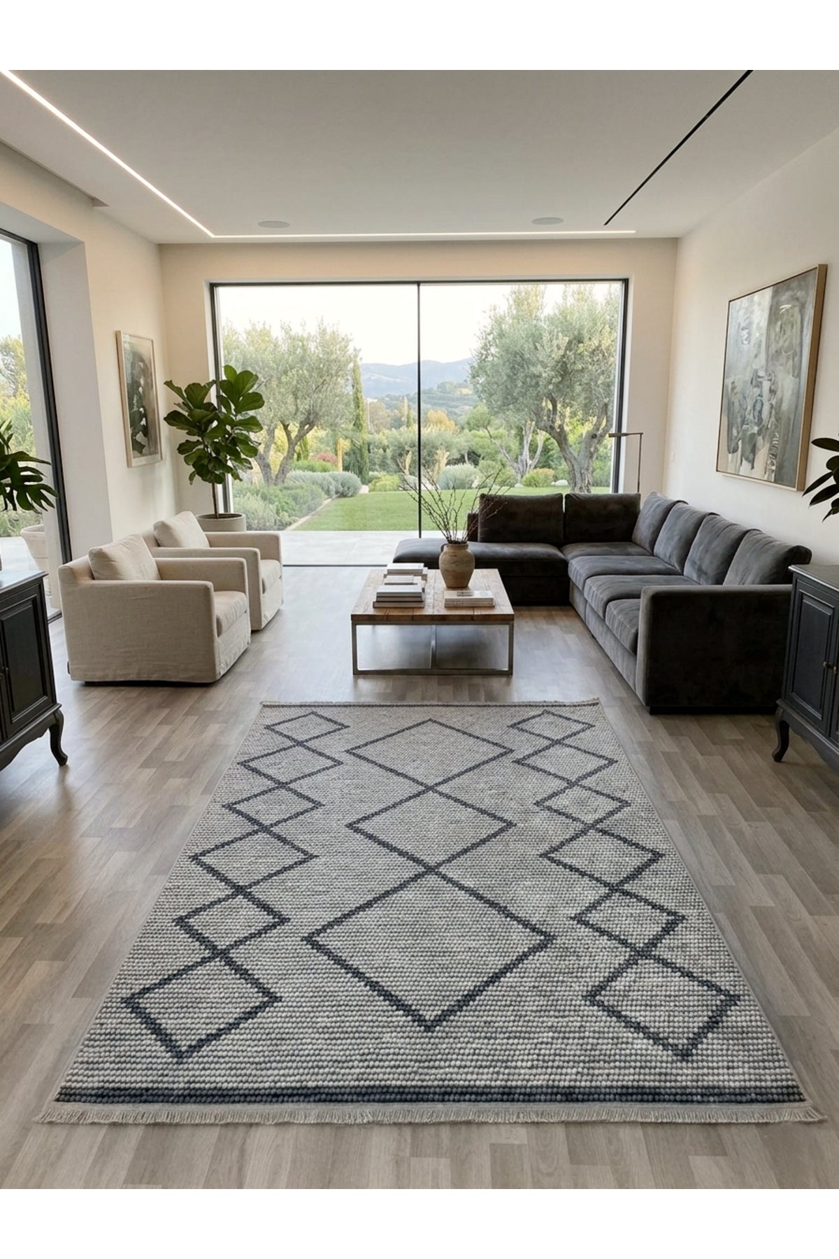 Geometrik Desen Lateks Taban Salon ve Yolluk Antre Halı