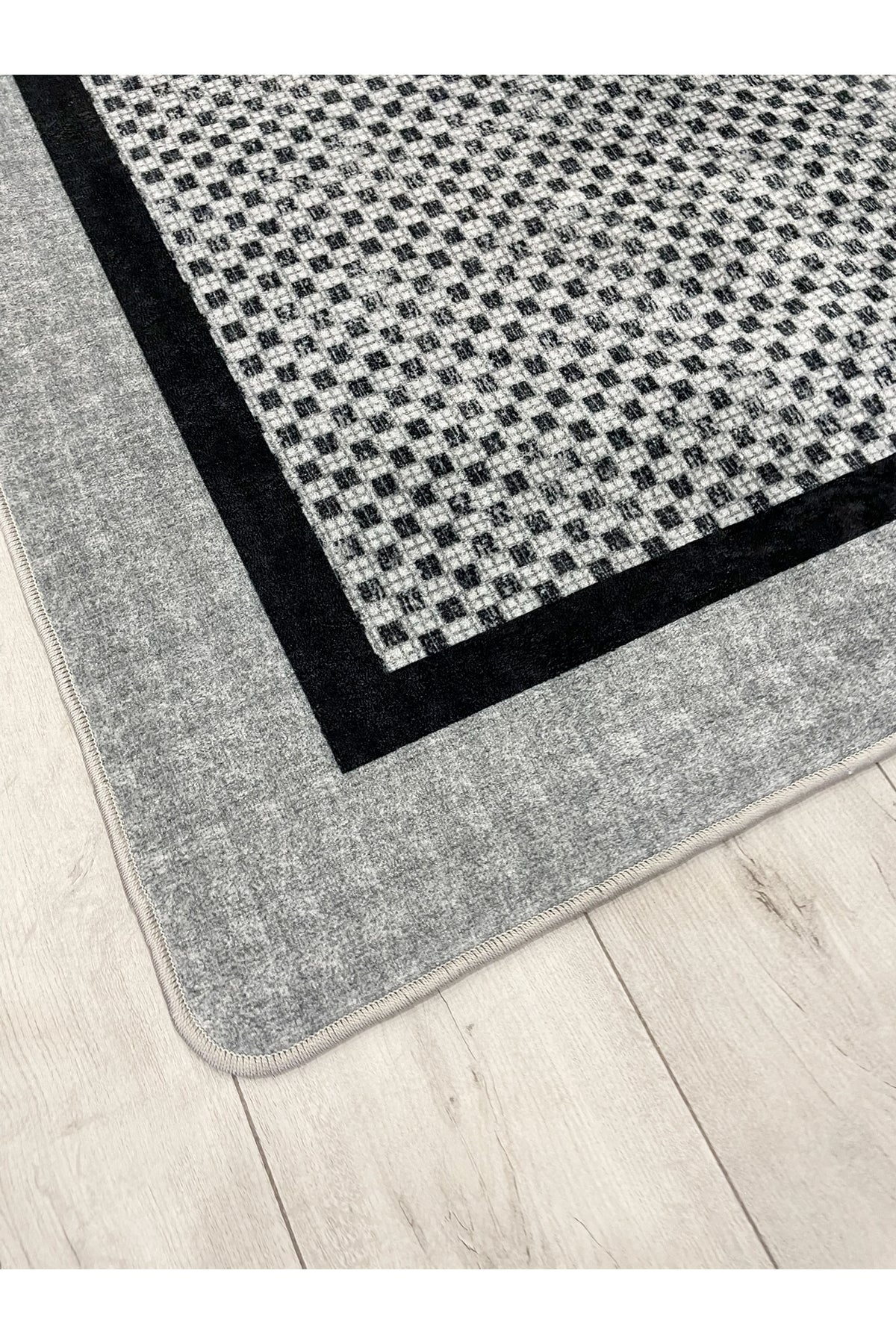 GRİ Jüt Sisal Görünüm Bordürlü Kaymaz Taban Yolluk Mutfak Halı