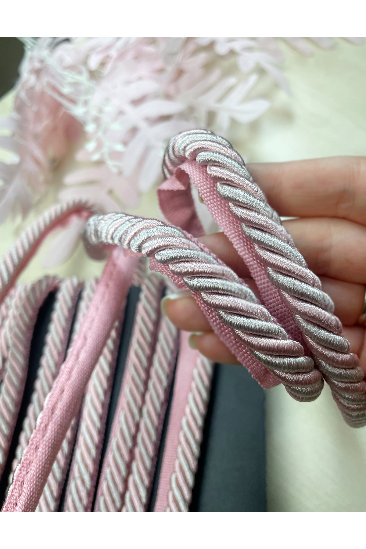 3 METRE - PEMBE Renk Kalın halat kordon