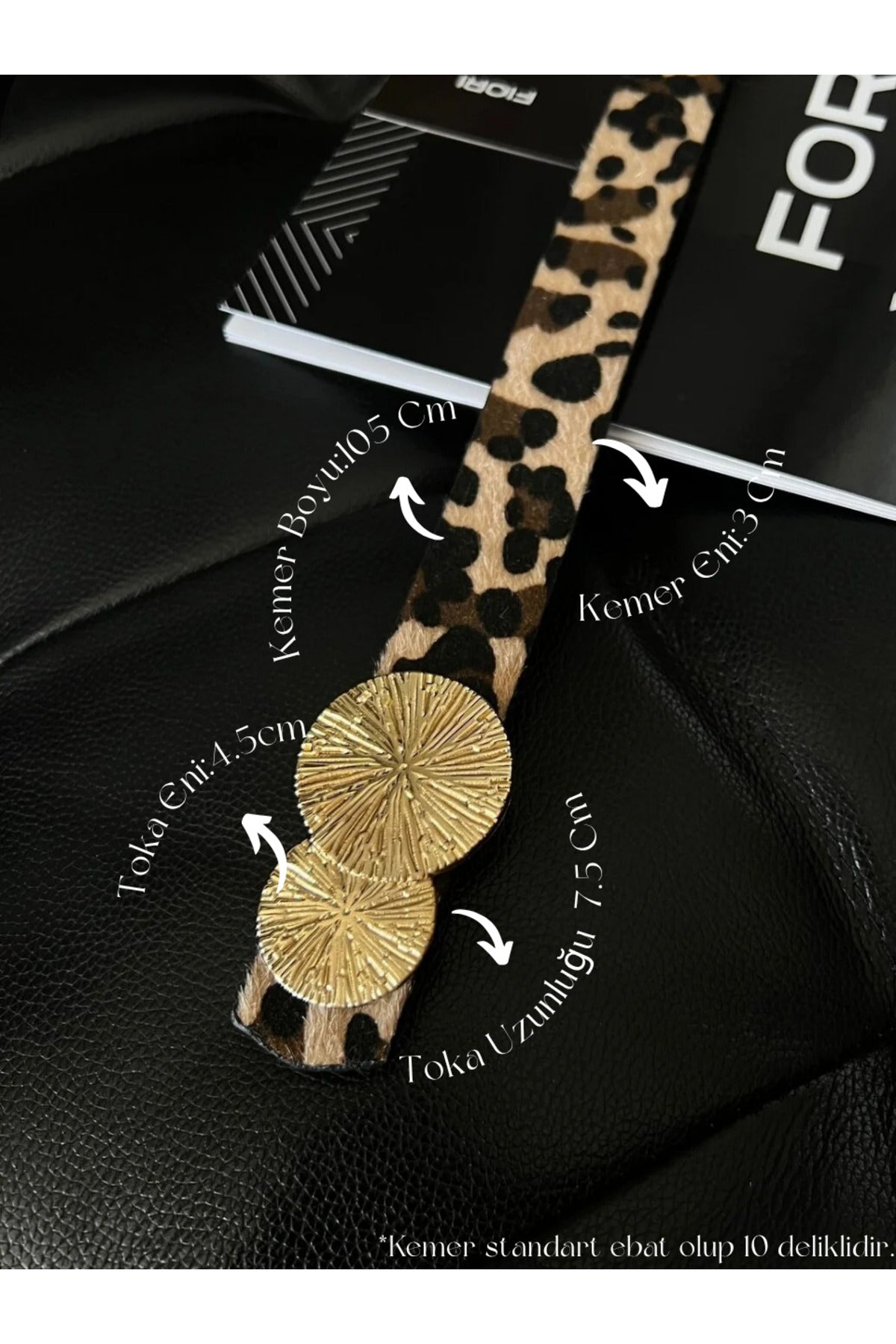Yuvarlak Gold Toka Leopar Kadın Kemeri, Pantolon Kemeri, Ceket Kemeri, Elbise Kemeri, Gömlek Kemeri
