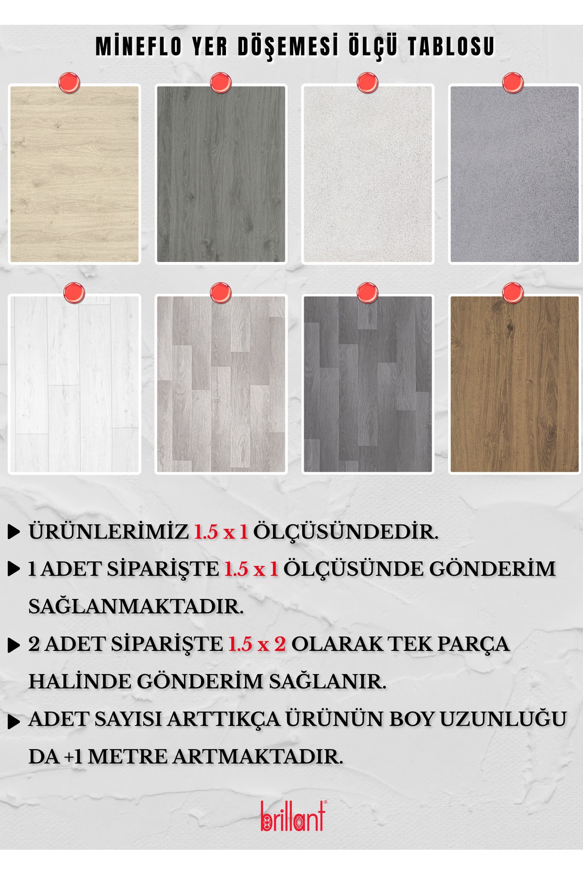 1,50 Metre En - Gri - Pvc Zemin Kaplama - Keçeli Kalın - Yer Döşemesi Mineflo