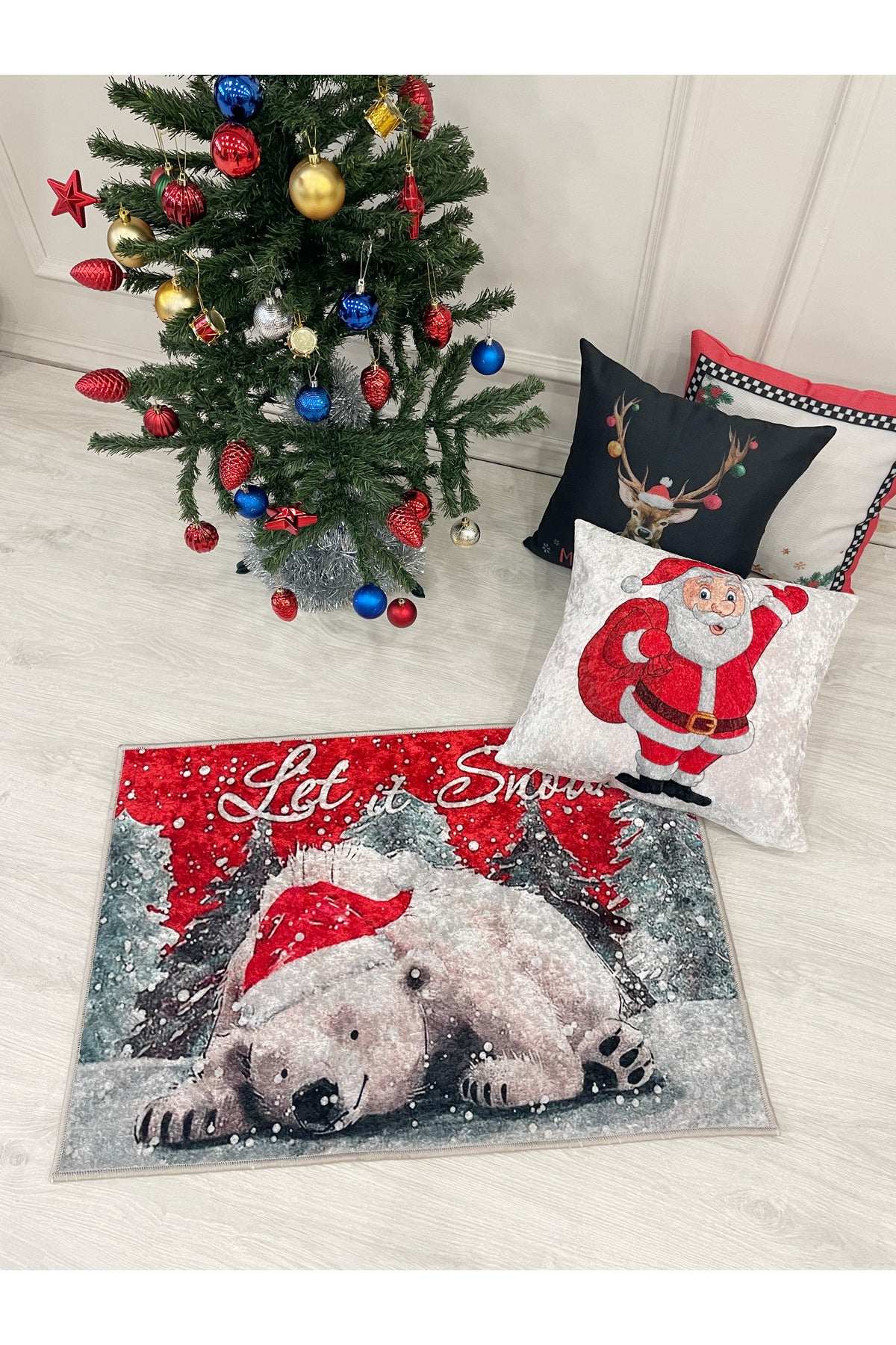 Yılbaşı Sevimli Bear Paspas Ölçü 60x90