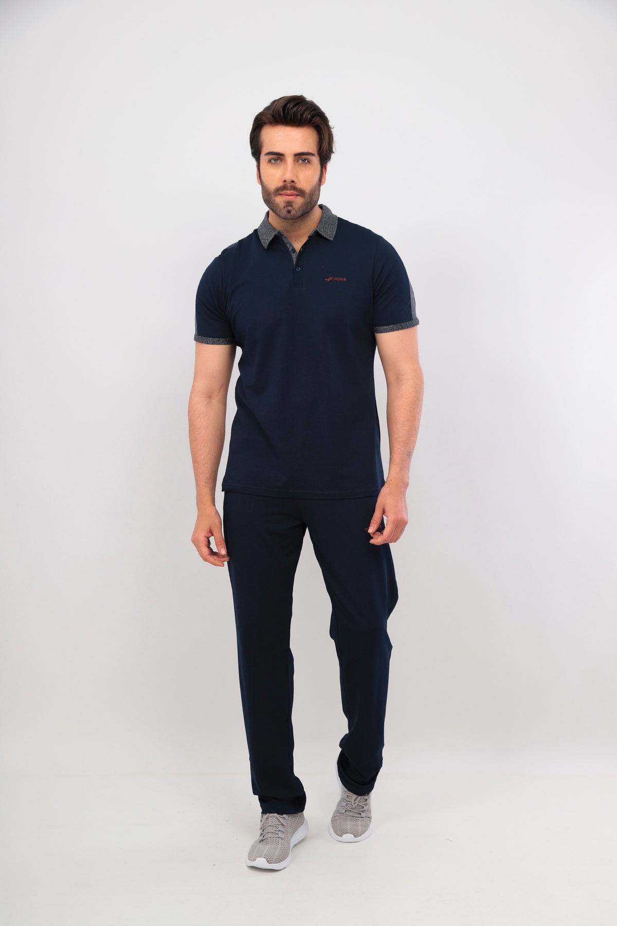 Erkek Lacivert Polo Yaka T-shirt Takım