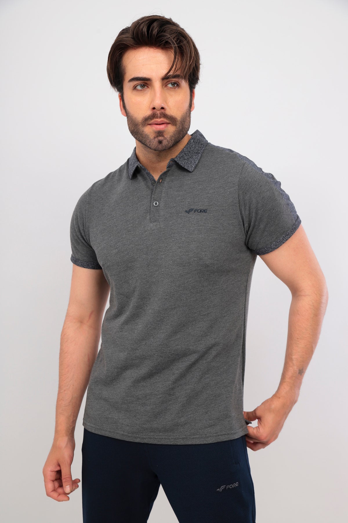Erkek Füme Polo Yaka T-shirt Takım