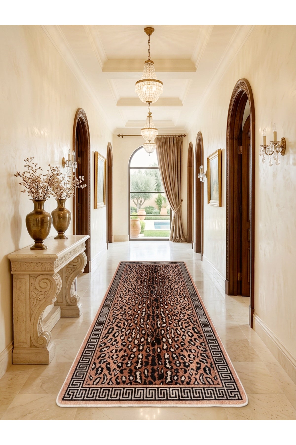 Leopar Desen Lateks Taban Salon Halısı