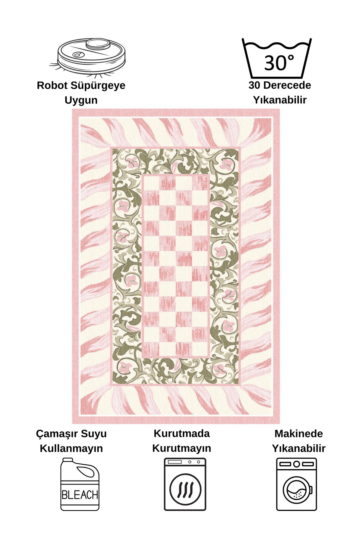 Çiçek Desen Pembe Renk - Banyo Papası (80 x 120)