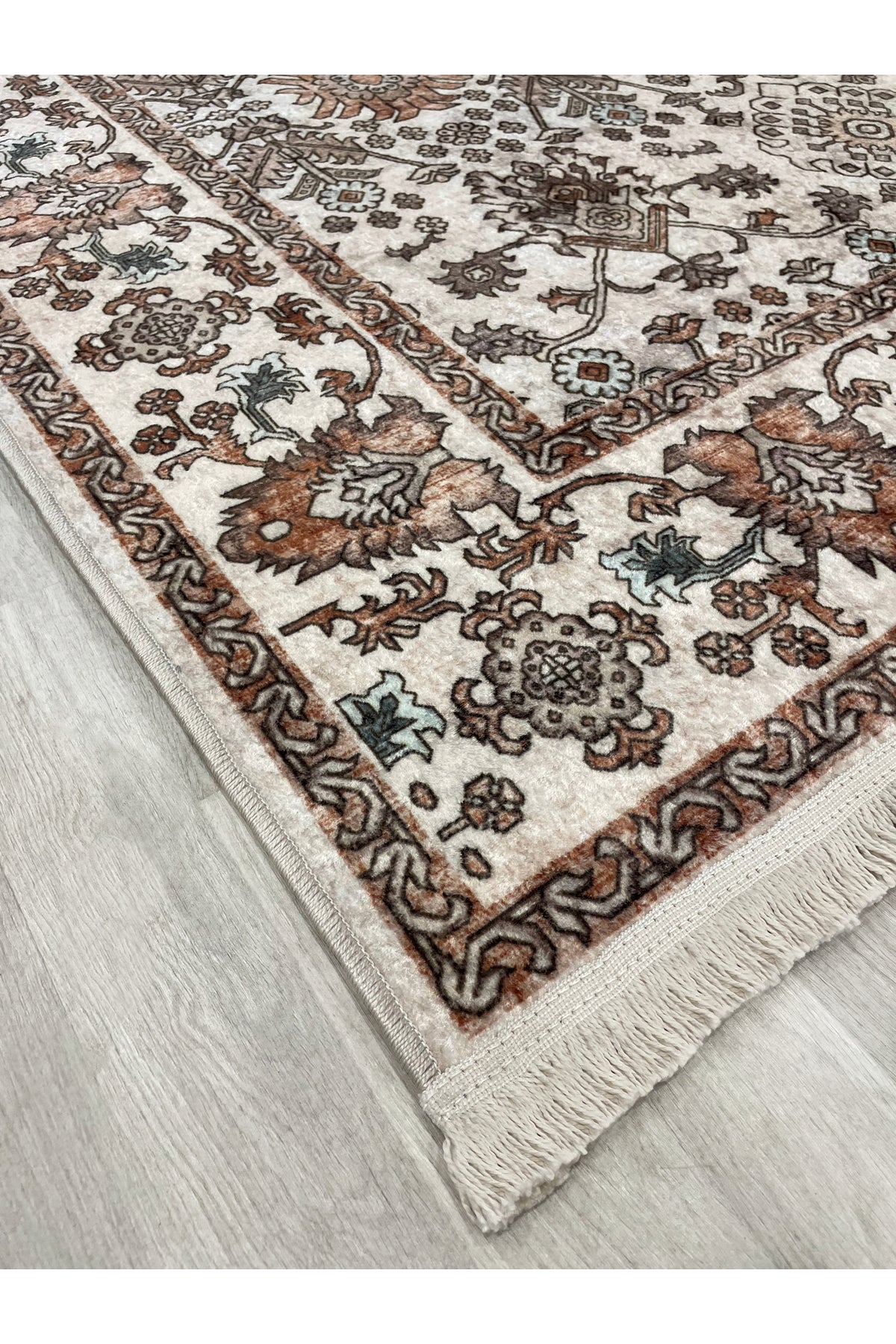 Vintage Etnik Desen Lateks Taban Salon Antre Halısı