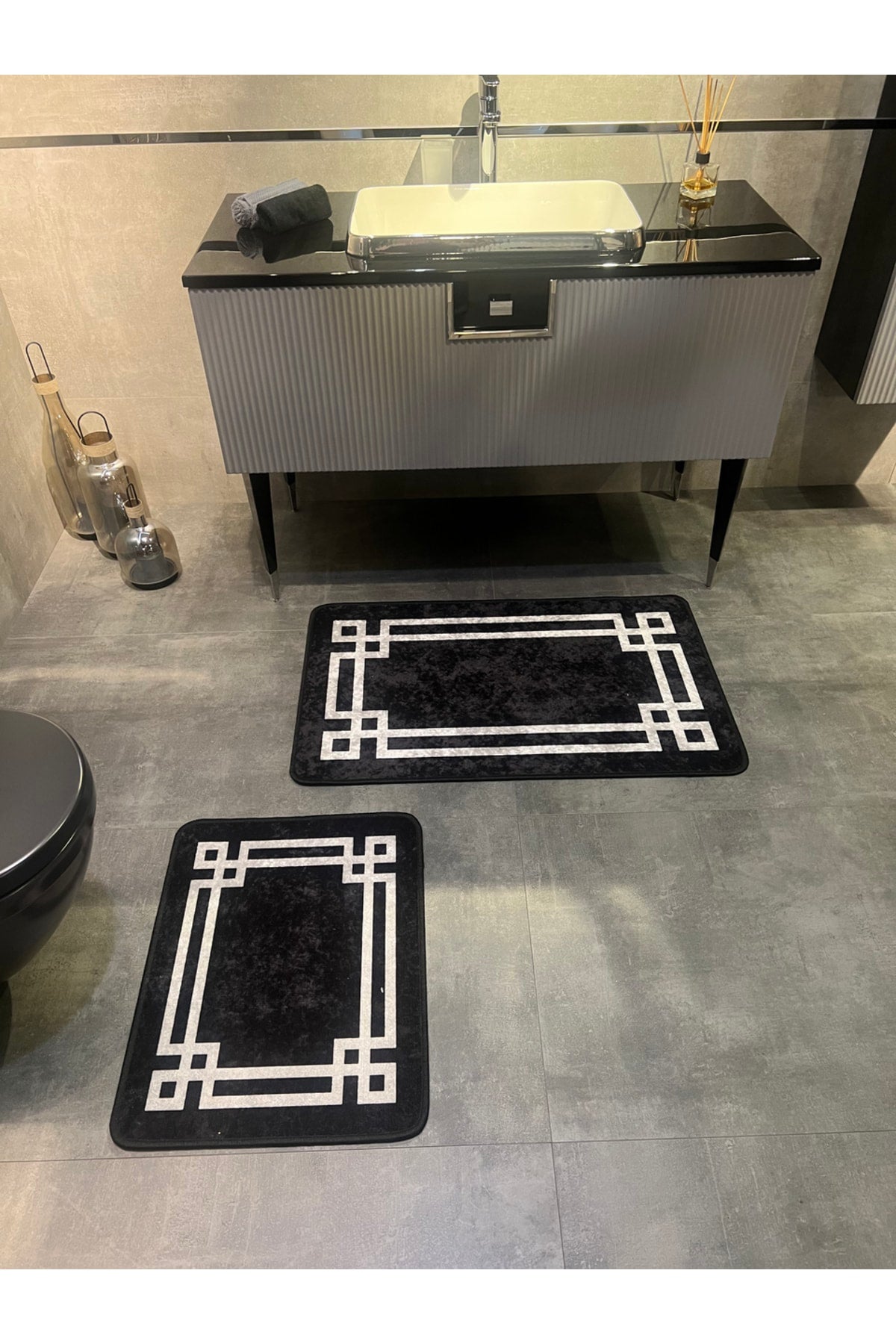 Lateks Taban (60X100 - 60X50) İkili Banyo Paspas Takımı - VİZON KAHVE