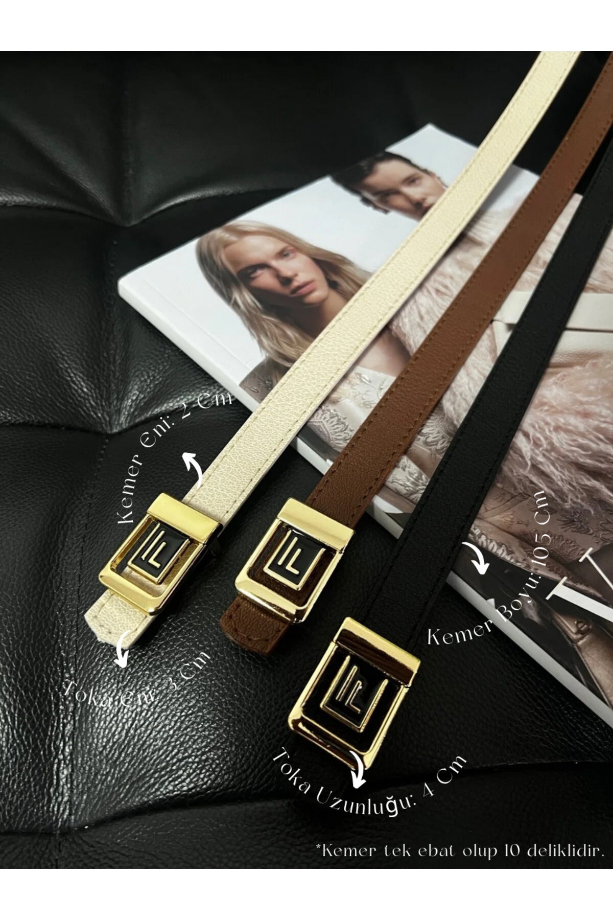 3'lü Fırsat Ürünü F Logolu Gold Tokalı İnce Kadın Kemeri, Pantolon Kemeri, Ceket Kemeri, Kemer