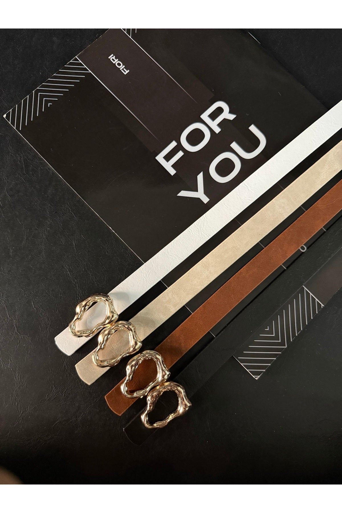 4'lü Tasarım Çubuk Toka İnce Kadın Kemeri, Ceket Kemeri, Gömlek Kemeri, Elbise Kemeri