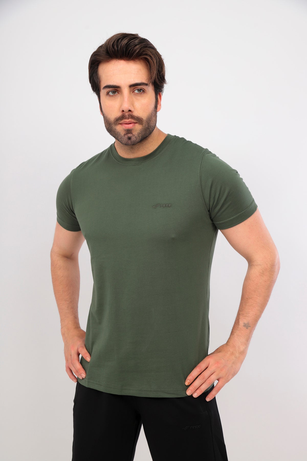 Erkek Bisiklet Yaka Tişört Kısa Kollu Basic Pamuklu Günlük Rahat T-Shirt