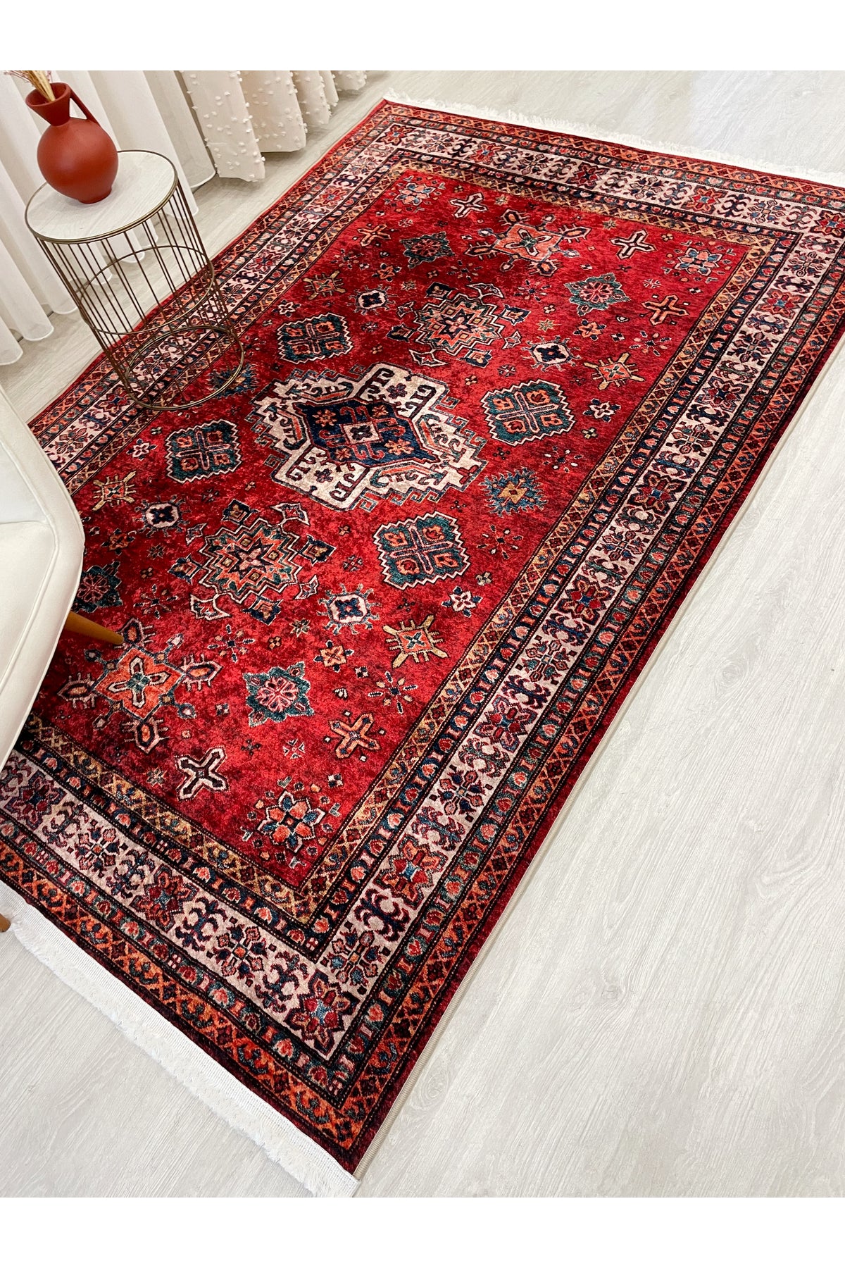 Kilim Motifli Klasik Kaymaz Taban Daire Halı