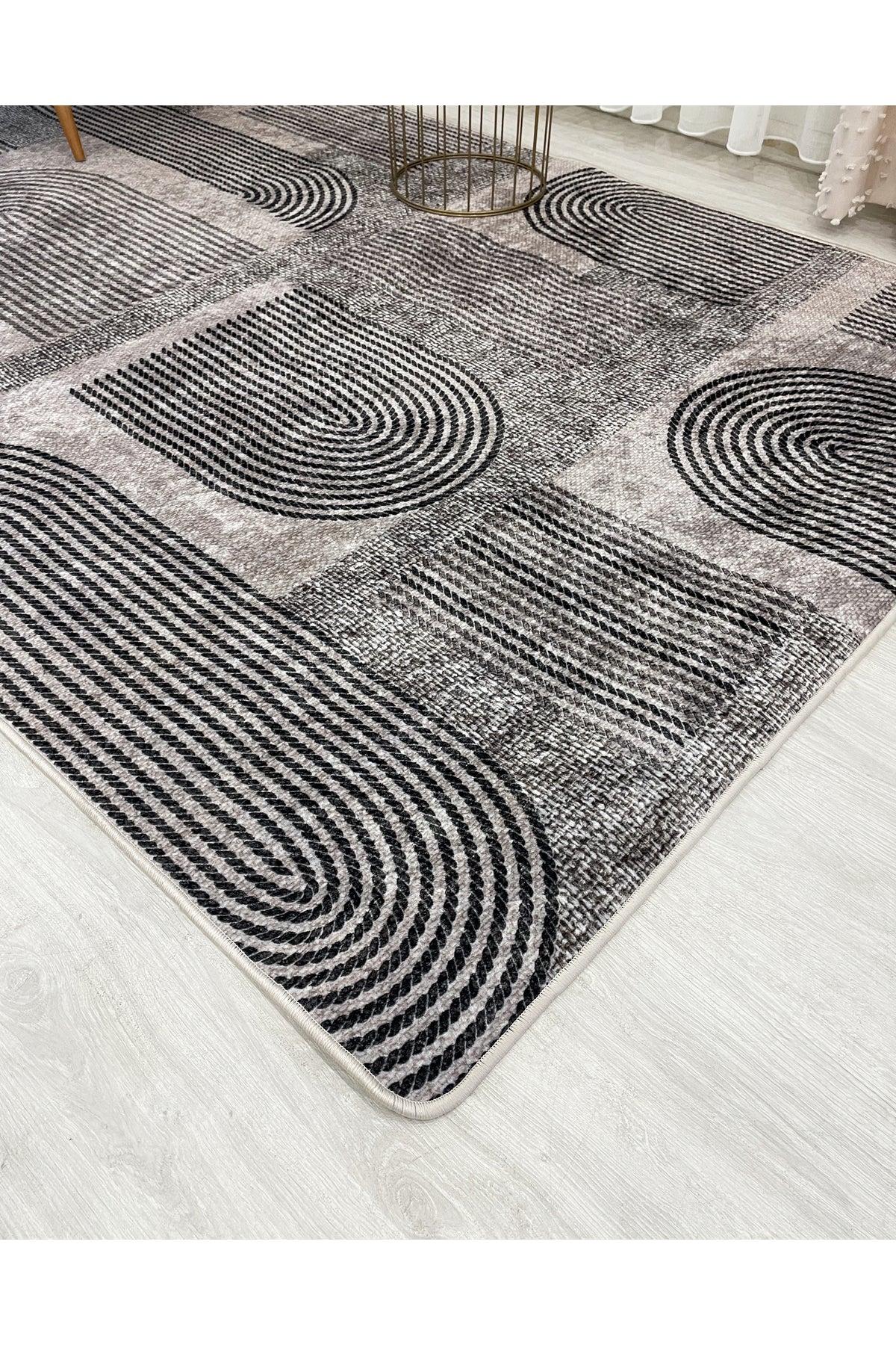 Gri Jüt Görünümlü Modern Halı