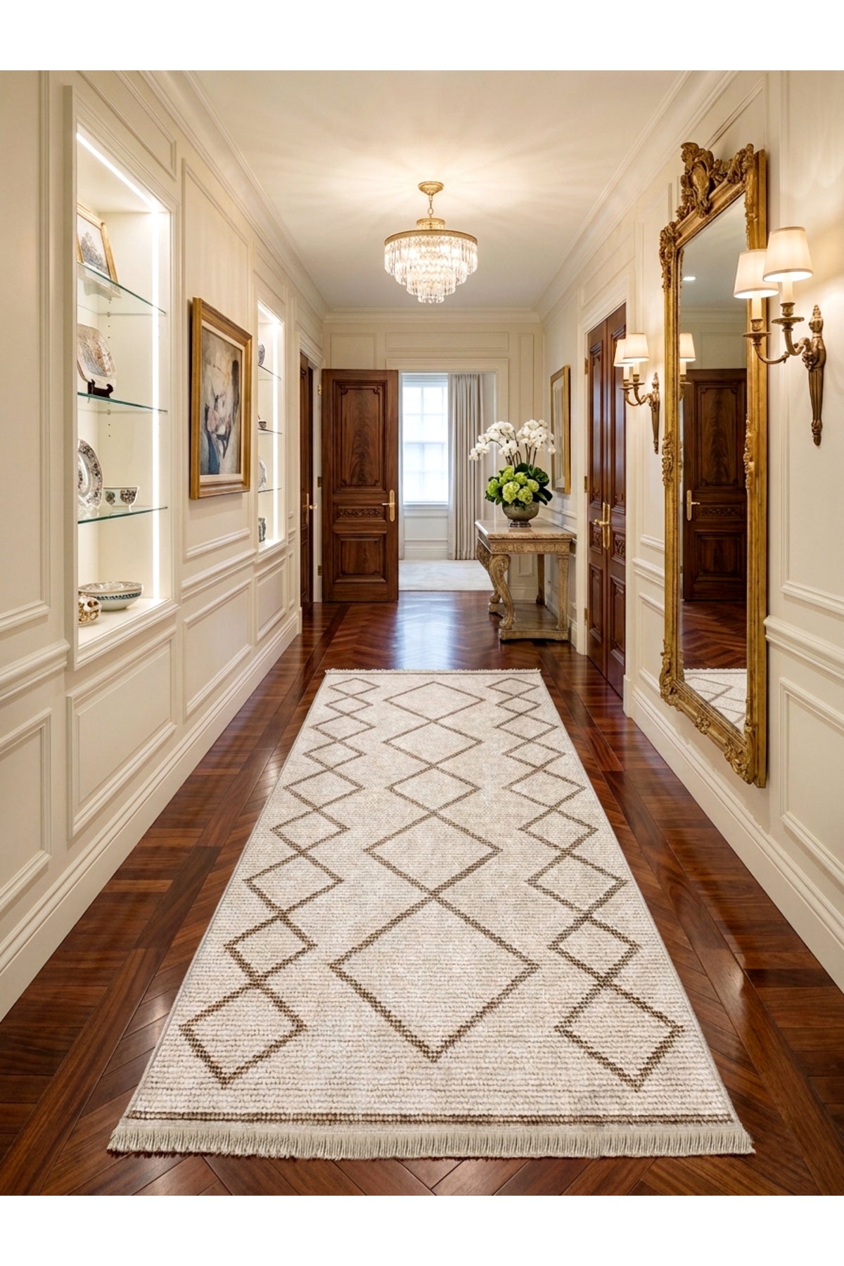 Geometrik Desen Lateks Taban Salon ve Yolluk Antre Halı