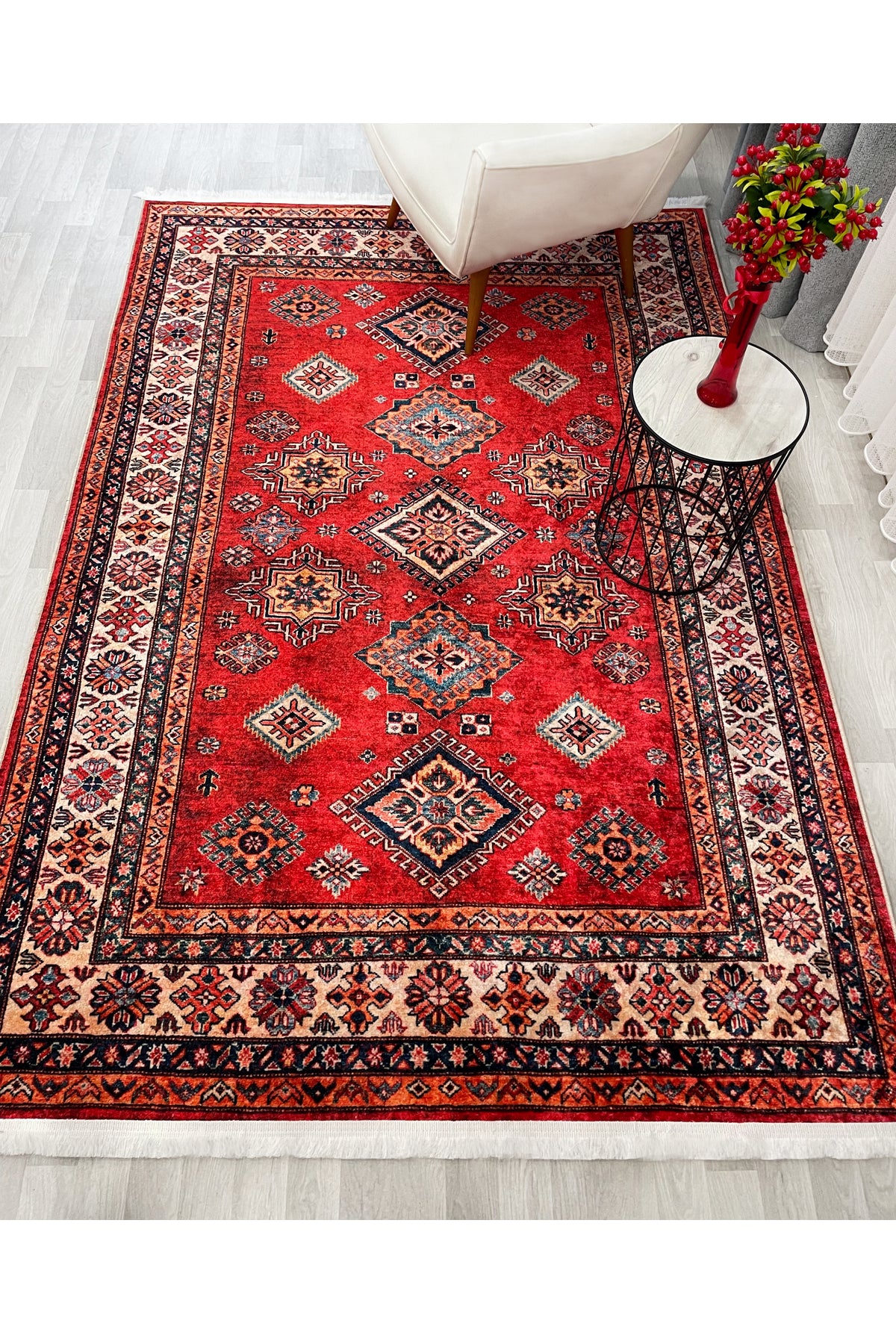 Kilim Motifli SAÇAKLI Klasik Kaymaz Taban Halı