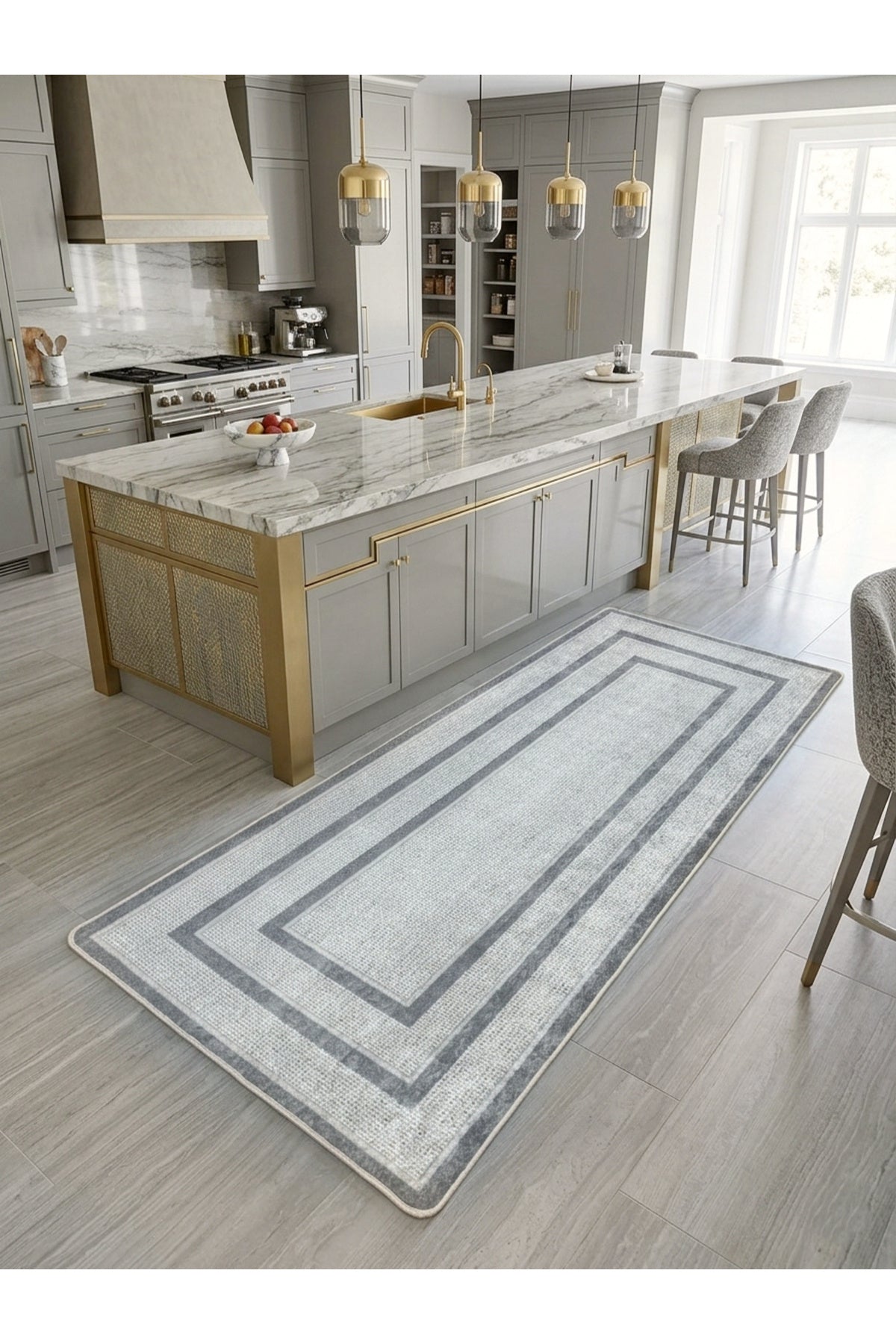 Hasır Jüt Sisal Görünümlü Bordürlü Modern Salon Yolluk Antre Halı