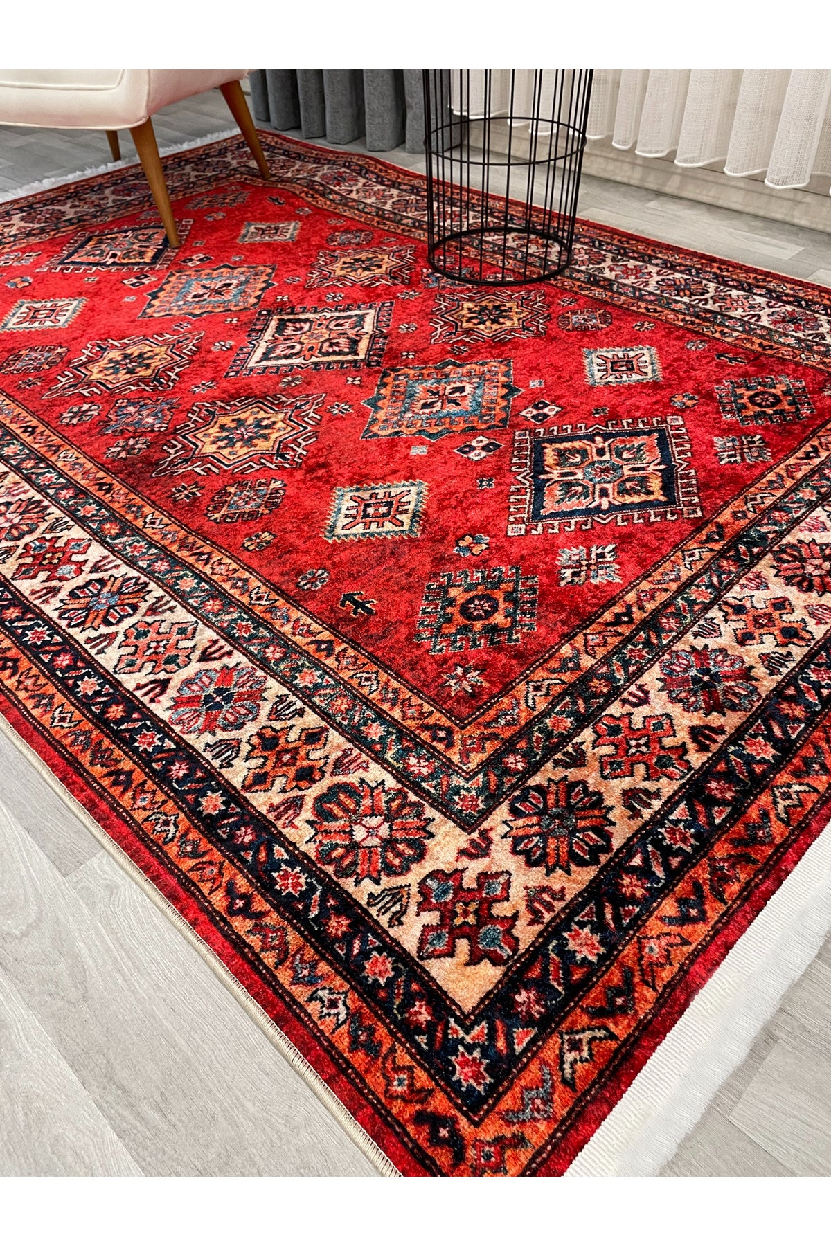Kilim Motifli SAÇAKLI Klasik Kaymaz Taban Halı