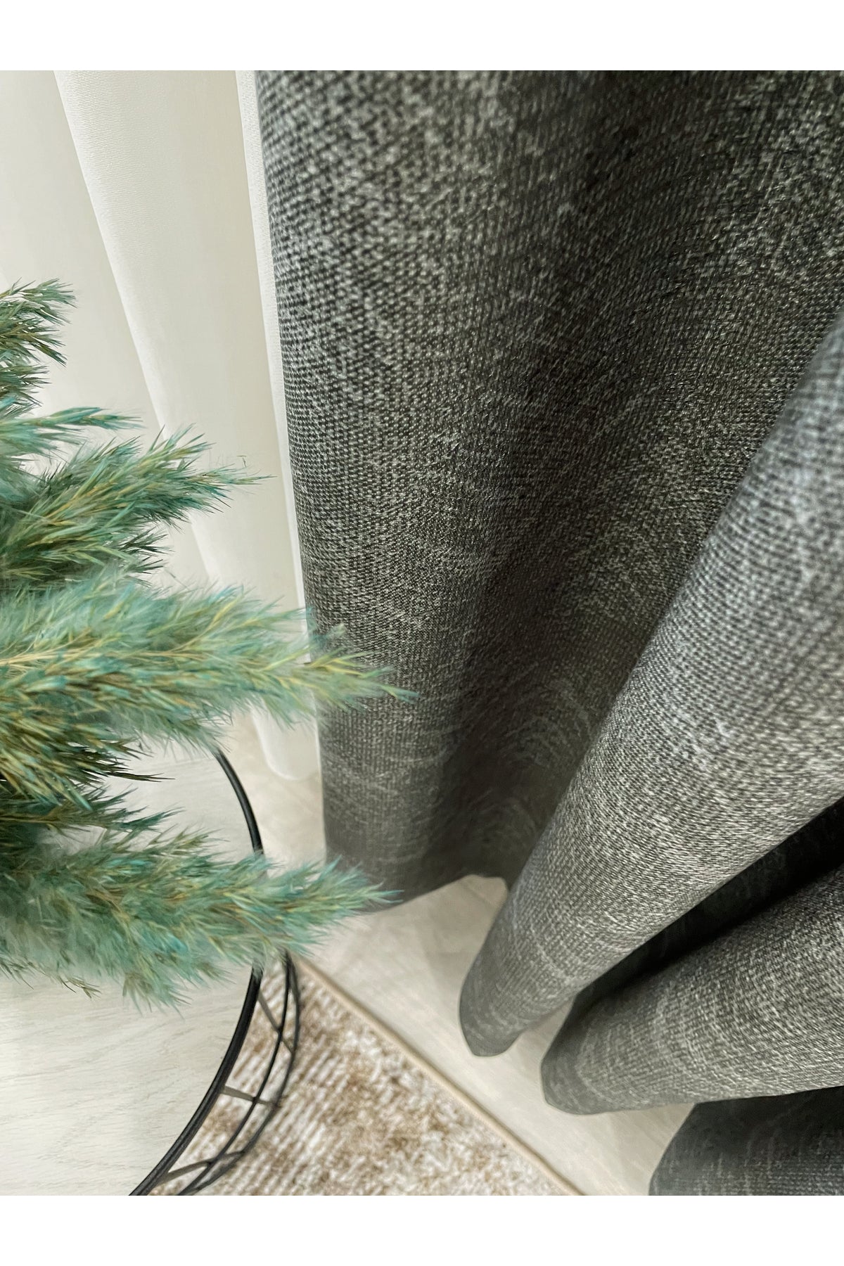LACİVERT-Eskitme Desen 1/3 Sık Pile Yumuşak Dokulu Fon perde