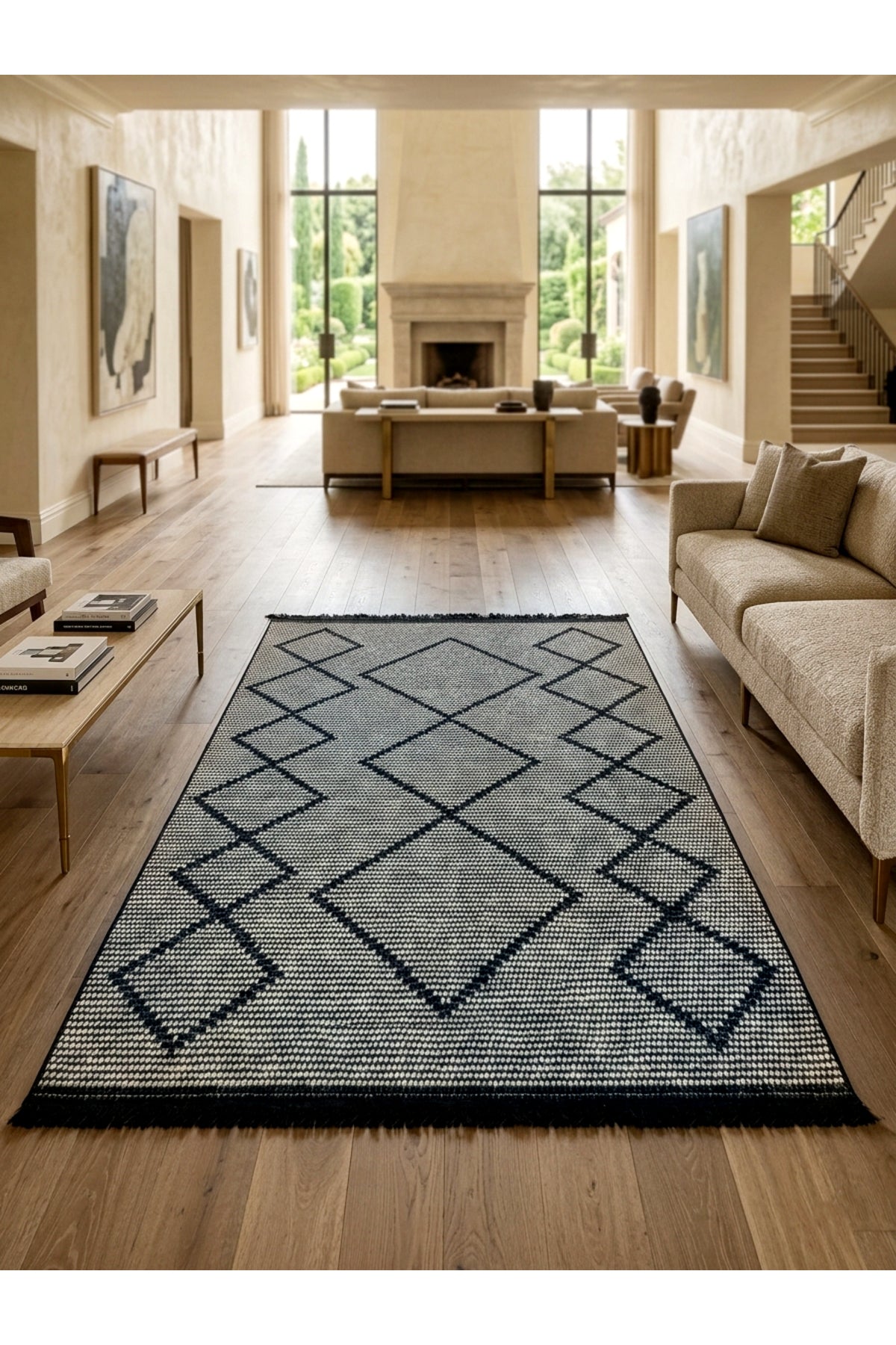 Geometrik Desen Lateks Taban Salon ve Yolluk Antre Halı