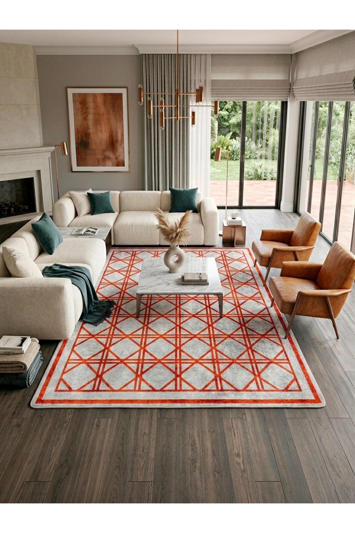 Geometrik Desen Lateks Taban Salon ve Yolluk Antre Halı