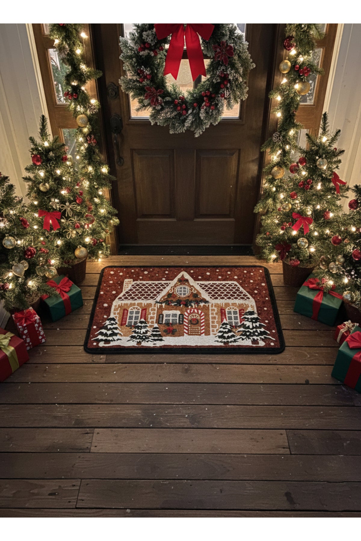Yılbaşı Temalı Kapıönü Ağaç Altı Paspası (60x90)