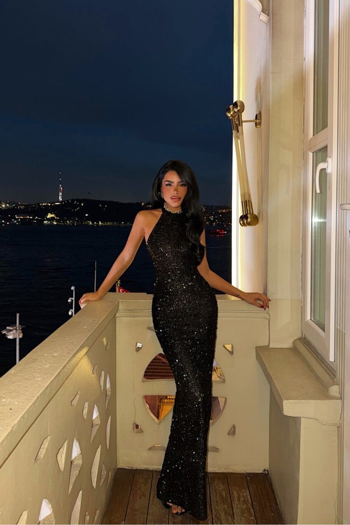 Yeşil Shion Payetli Elbise ATE-4372