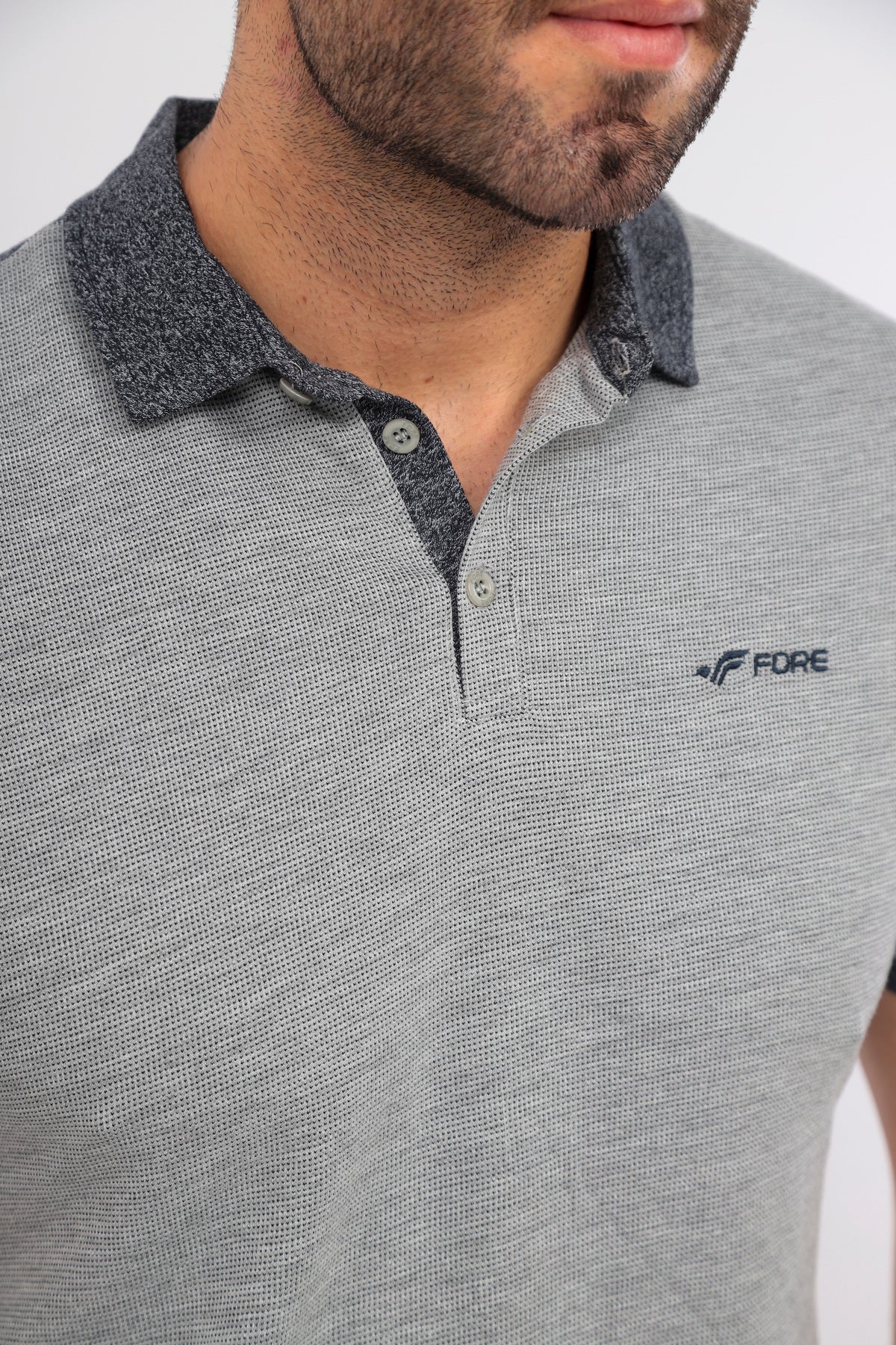 Erkek Gri Melanj Lacivert Polo Yaka T-shirt Takım